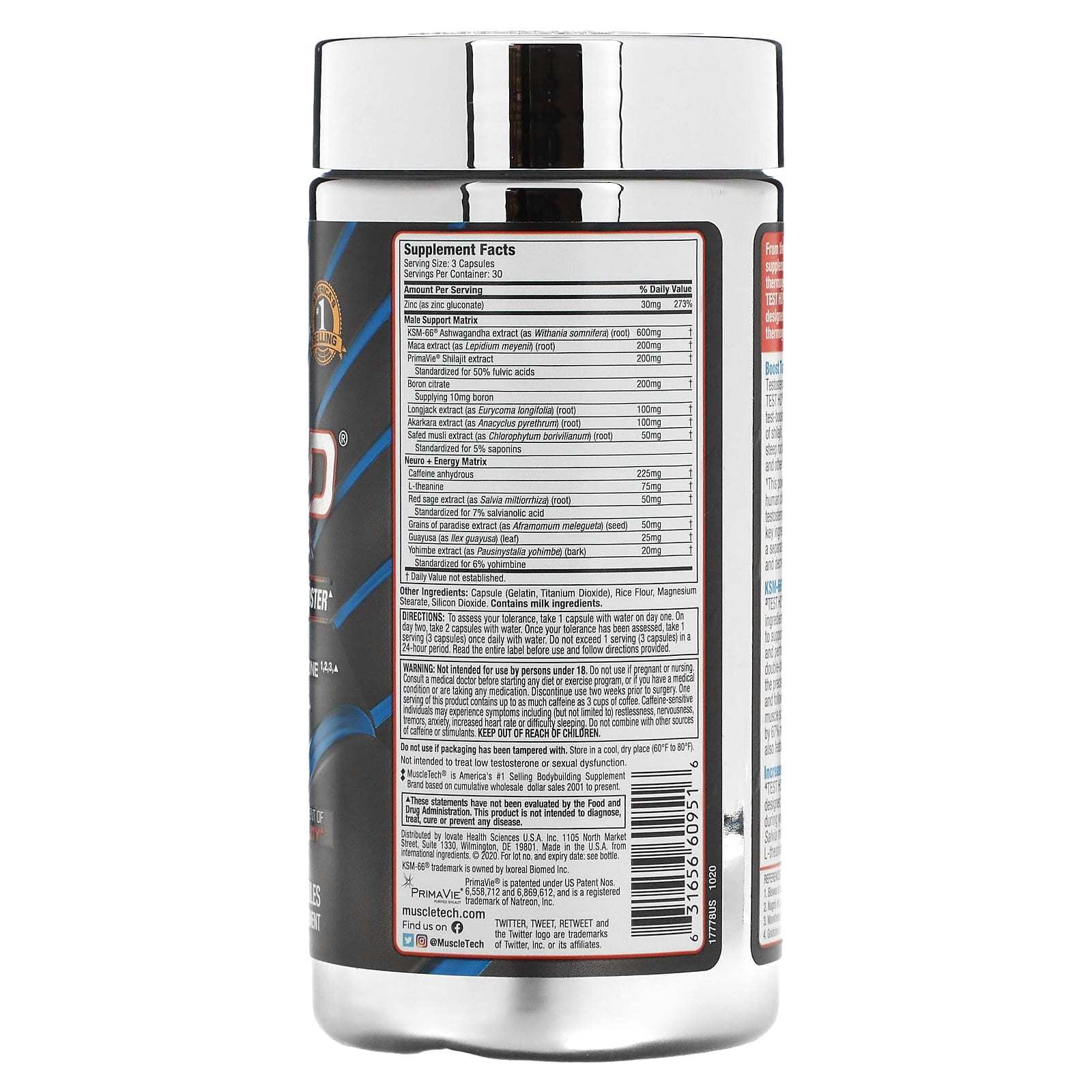 MuscleTech, Performance Series, Test HD Thermo, термогенный усилитель выработки тестостерона, 90 капсул