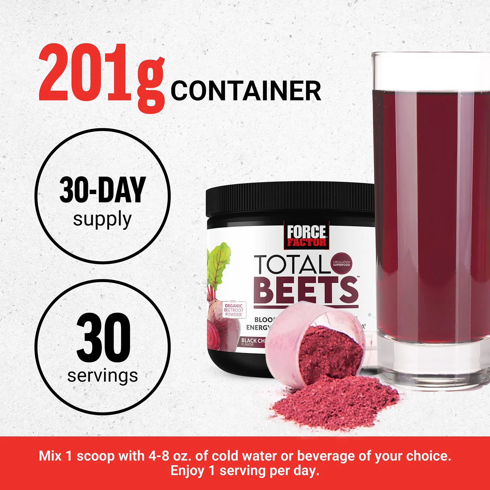 Force Factor, Total Beets, оригинальный напиток в порошке, черная вишня, 201 г (7,1 унции)