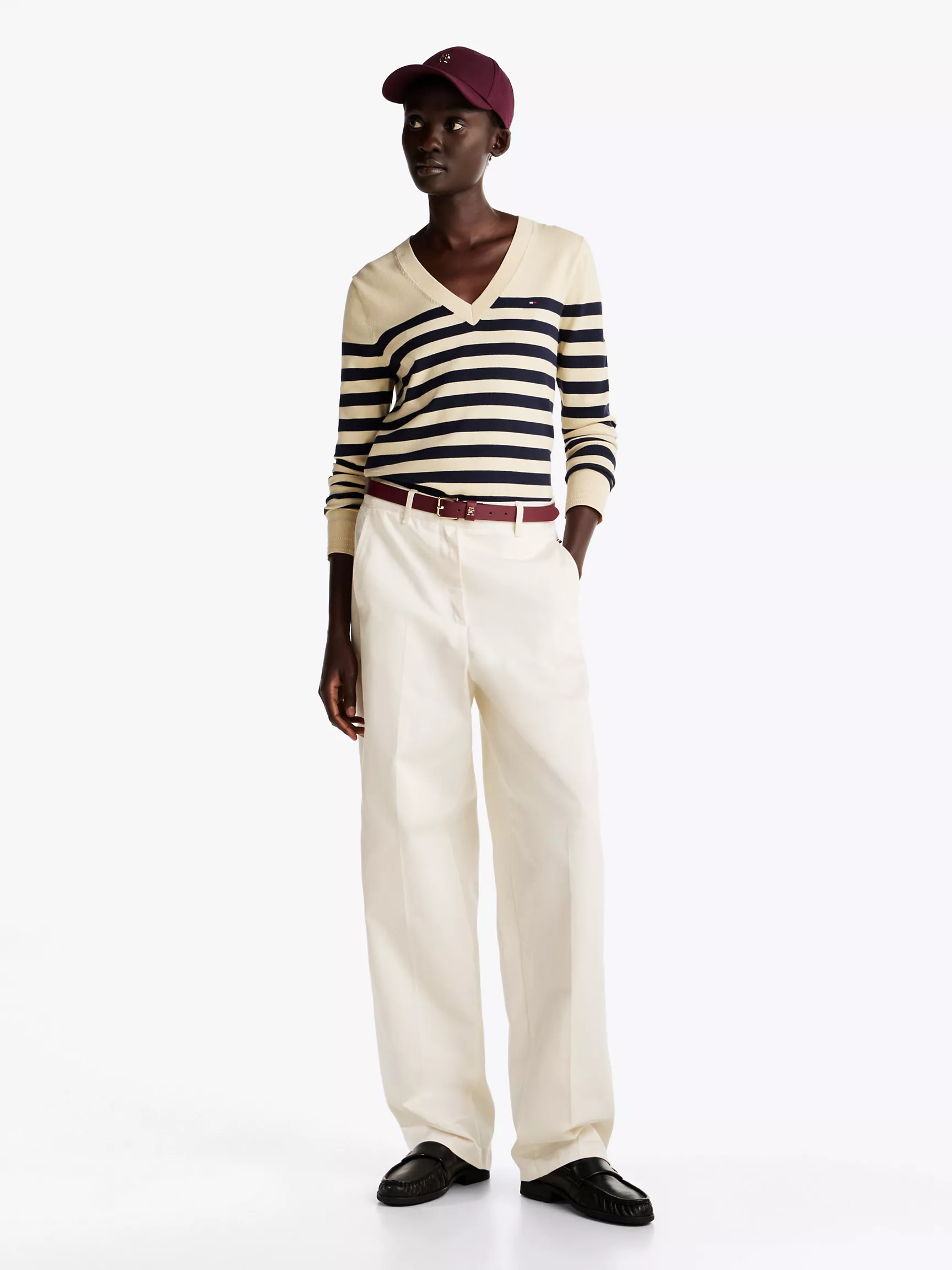 Женский свитер Tommy Hilfiger, Хлопковый джерсовый свитер с V-образным вырезом