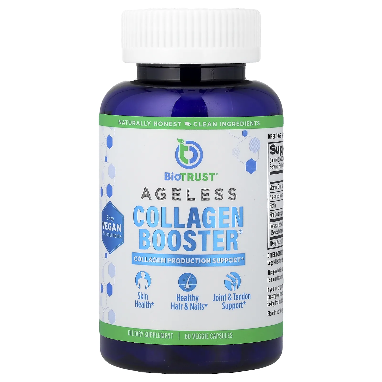 BioTRUST, Ageless Collagen Booster®, 60 растительных капсул
