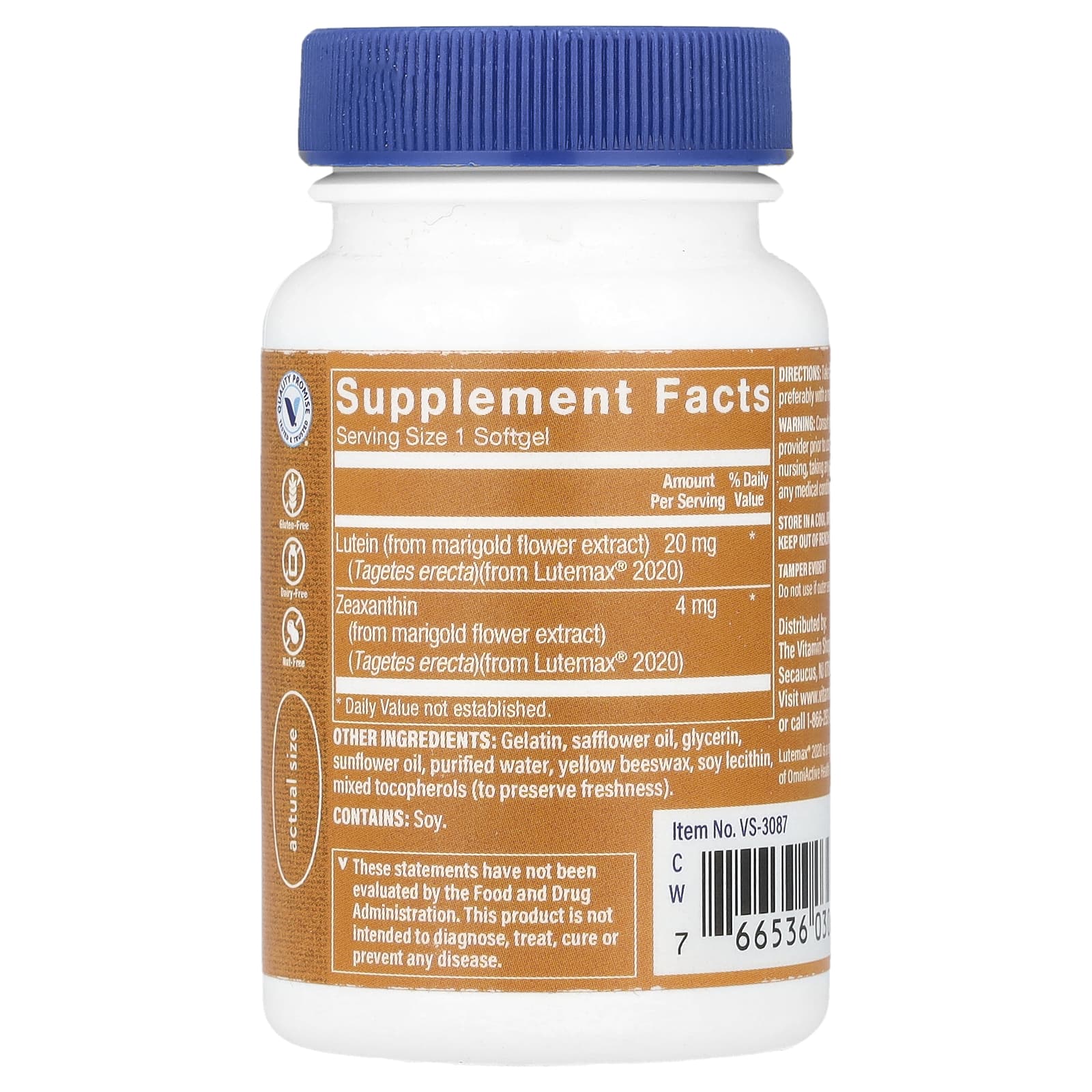 The Vitamin Shoppe, лютеин, 20 мг, 60 капсул