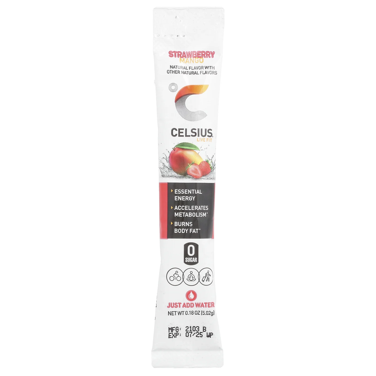 Celsius, Live Fit, клубника и манго, 14 пакетиков по 5,02 г (0,18 унции)