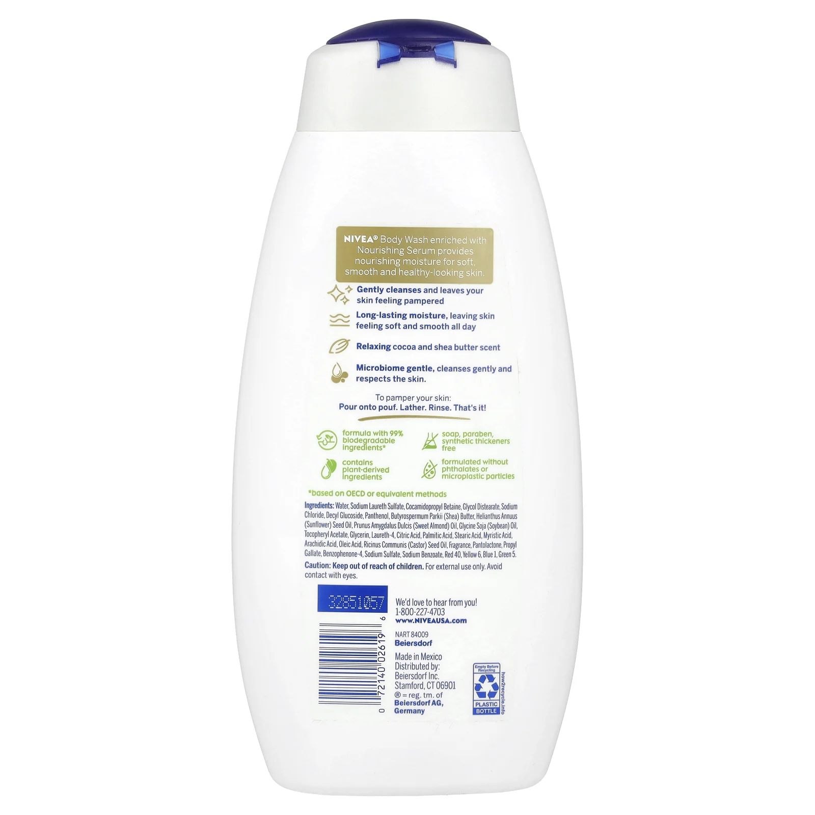 Nivea, Гель для душа, какао и масло ши, 591 мл (20 жидк. Унций)