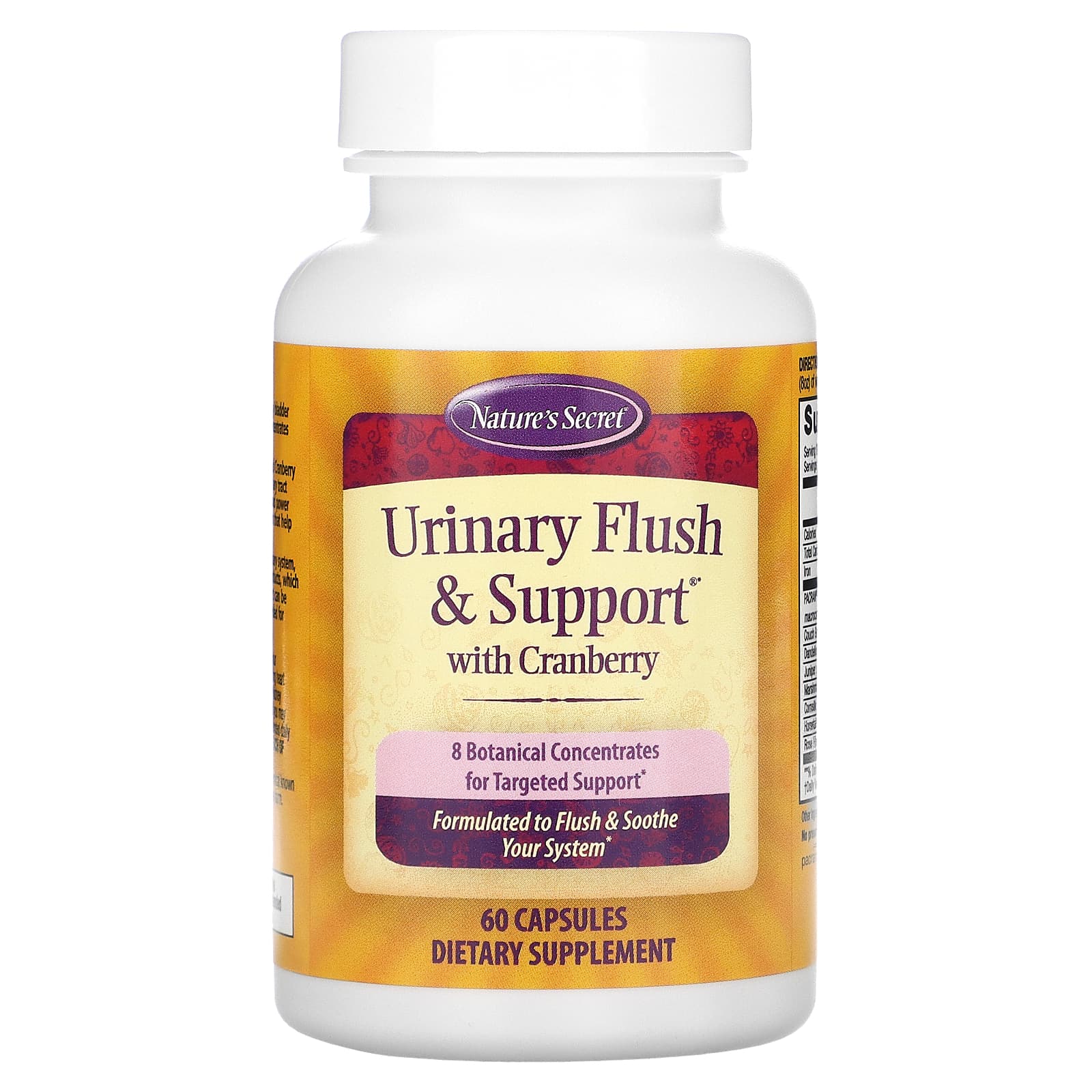 Nature's Secret, Urinary Flush & Support, мочегонное средство с клюквой, 60 капсул