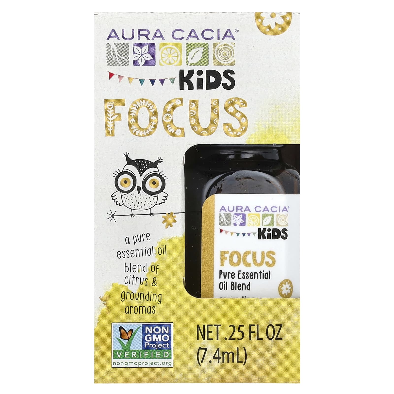 Aura Cacia, Kids, смесь чистых эфирных масел, Focus, 7,4 мл (0,25 жидк. Унции)