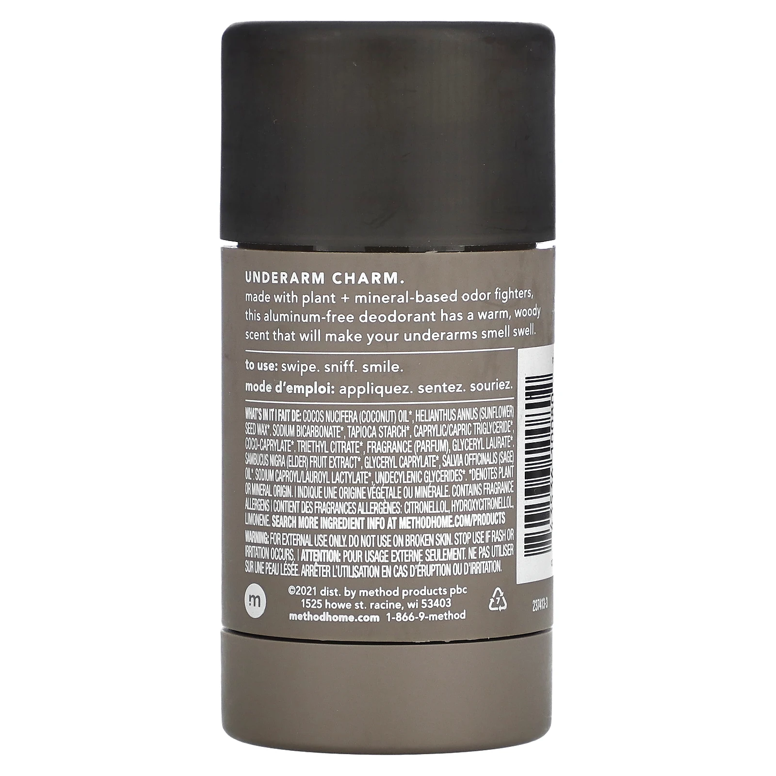 Method, Для мужчин, дезодорант, кедр и кипарис, 75 г (2,65 унции)