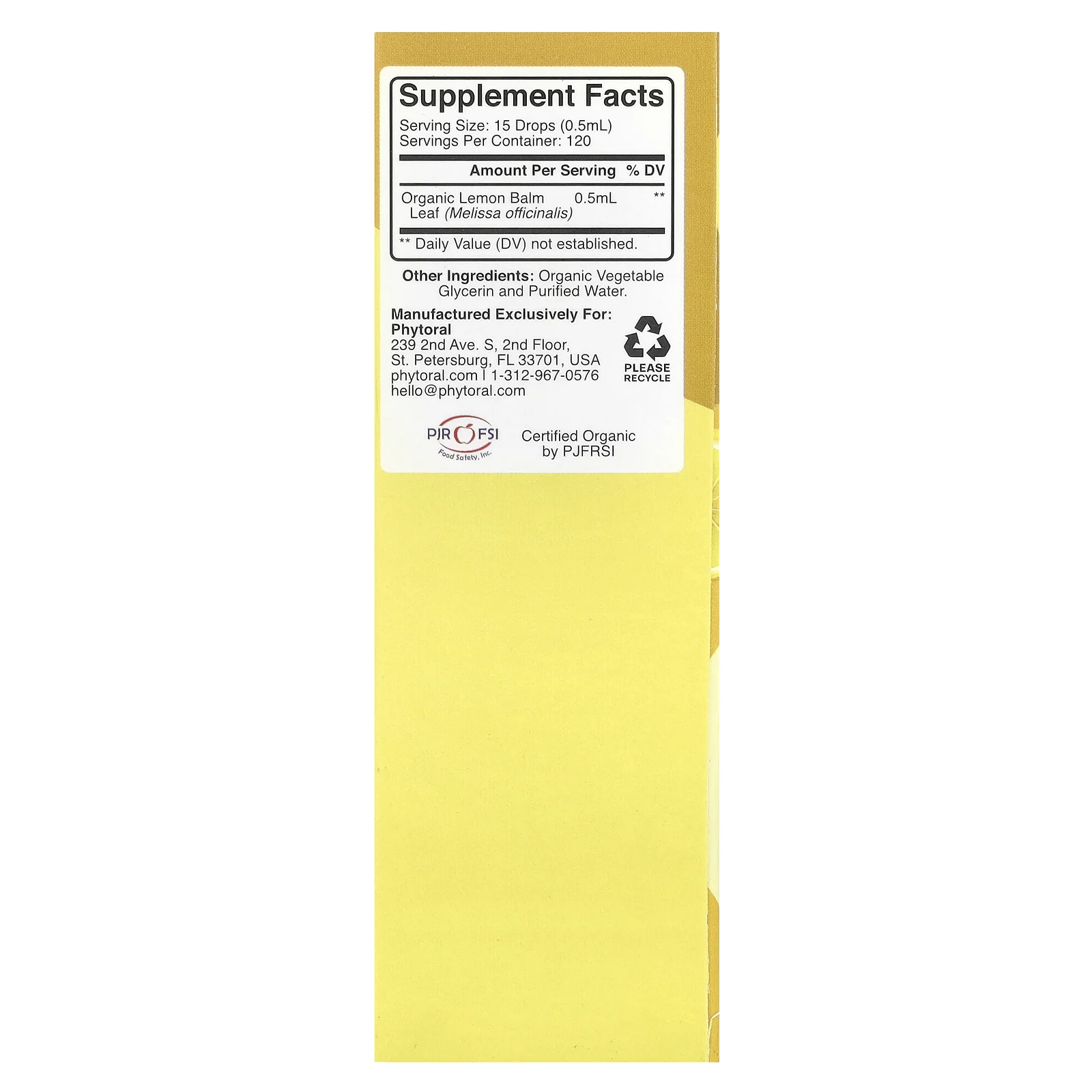 Phytoral, Органическая мелисса, 60 мл