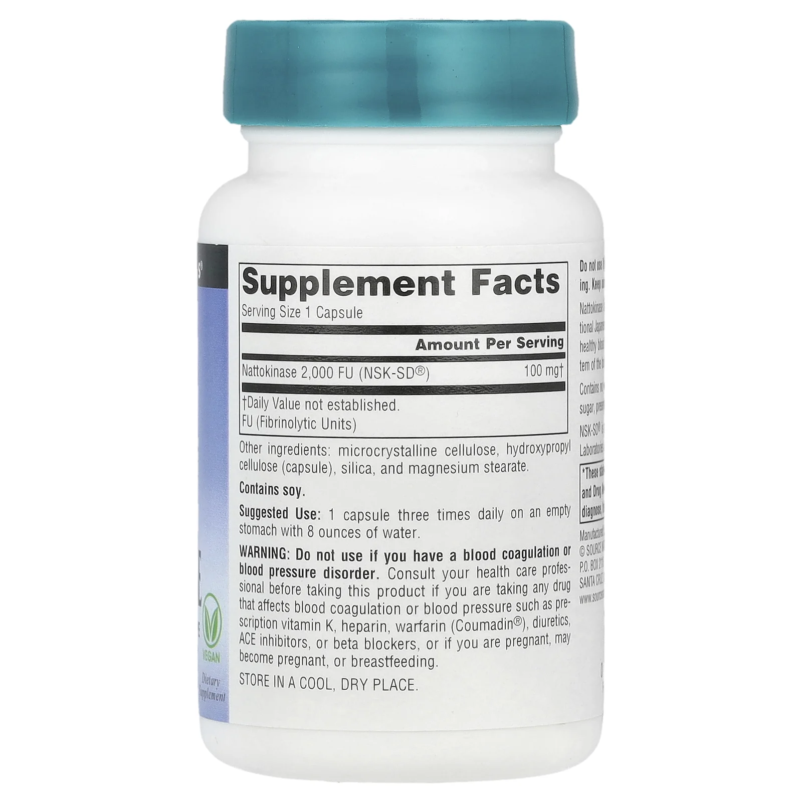 Source Naturals, Наттокиназа, 100 мг, 60 капсул