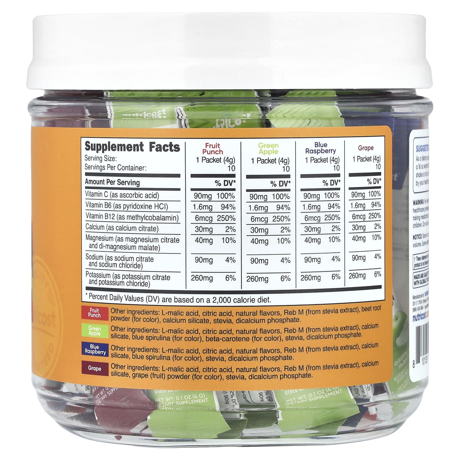 Nutricost, Электролиты, улучшенный комплекс для гидратации, разнообразные пакеты, 40 стиков по 4 г (0,14 унции)