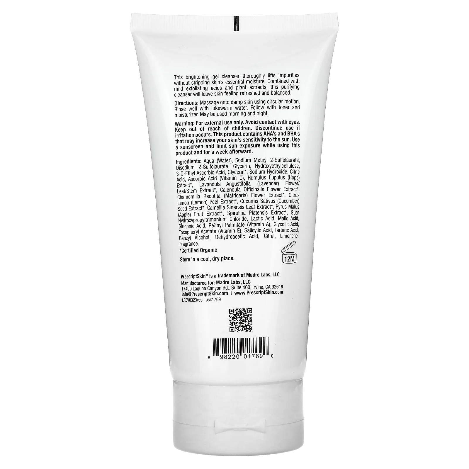 PrescriptSkin, очищающее средство с витамином C, улучшенный очищающий гель для осветления кожи, 177 мл (6 жидк. унций)