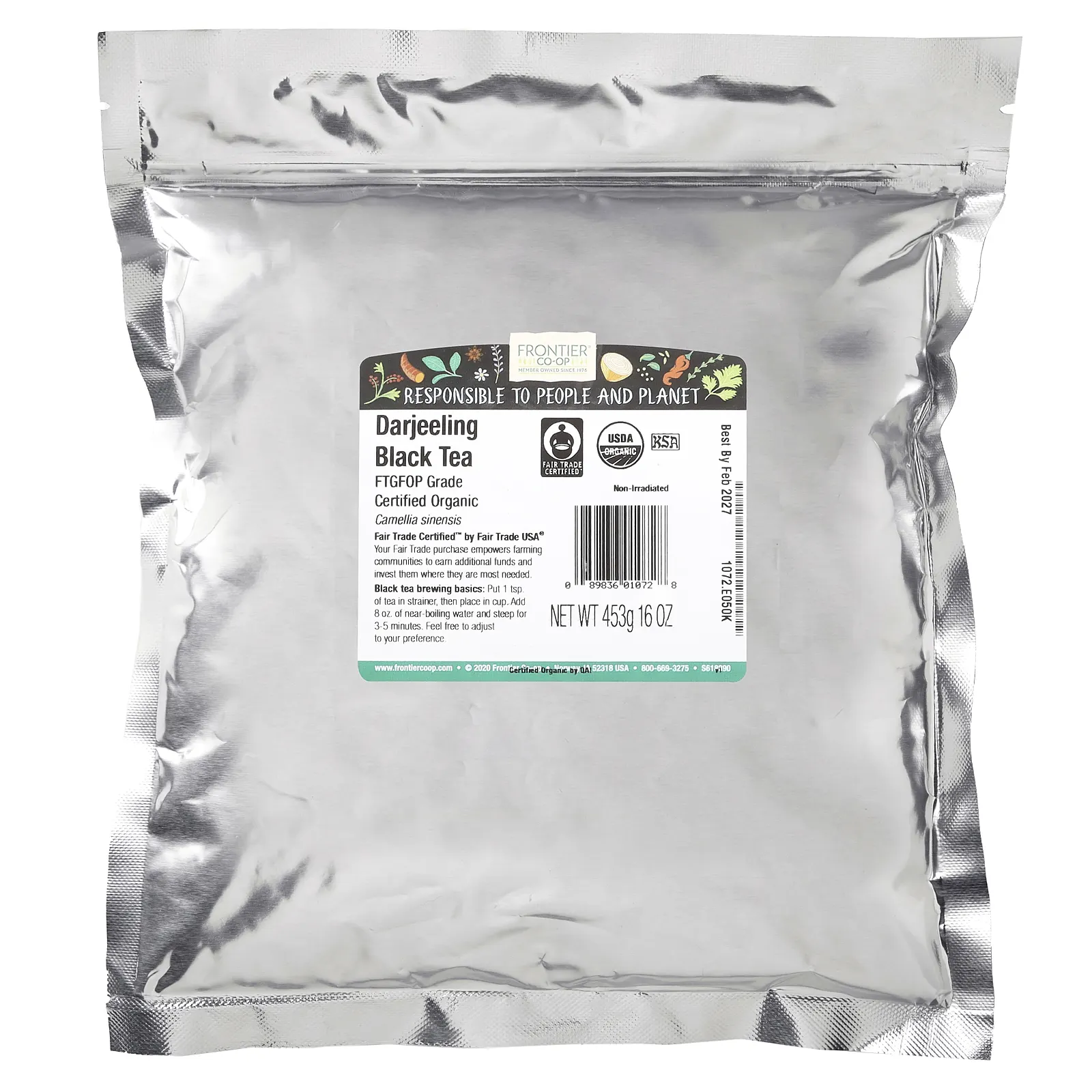 Frontier Co-op, Черный чай Дарджилинг, 453 г (16 унций)