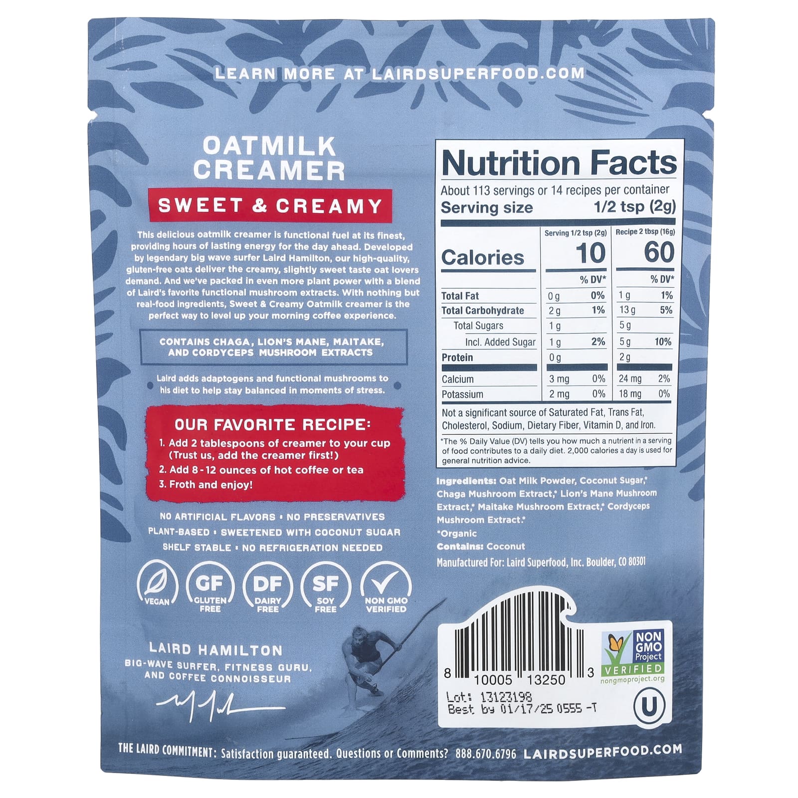 Laird Superfood, Овсяные сливки и адаптогены, сладкие и сливочные, 227 г (8 унций)