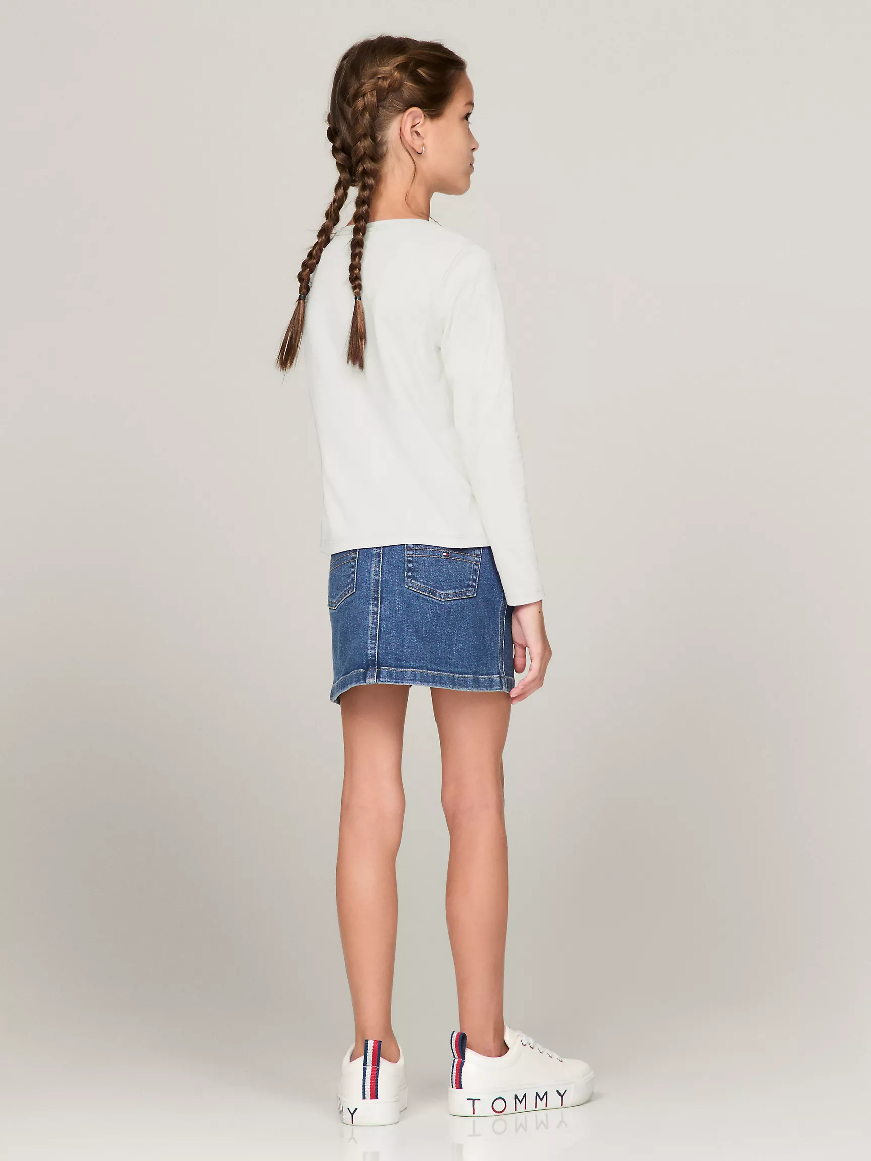 Футболка для девочек Tommy Hilfiger, Детская однотонная футболка с длинным рукавом