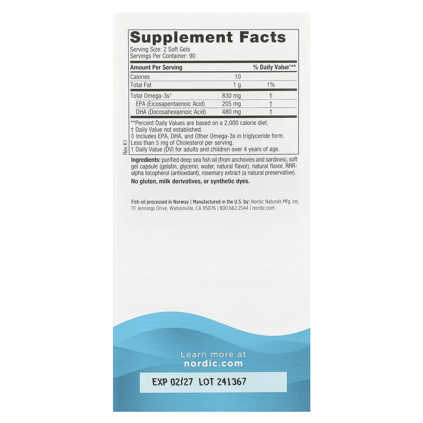 Nordic Naturals, ДГК, клубничный вкус, 415 мг, 180 мягких таблеток