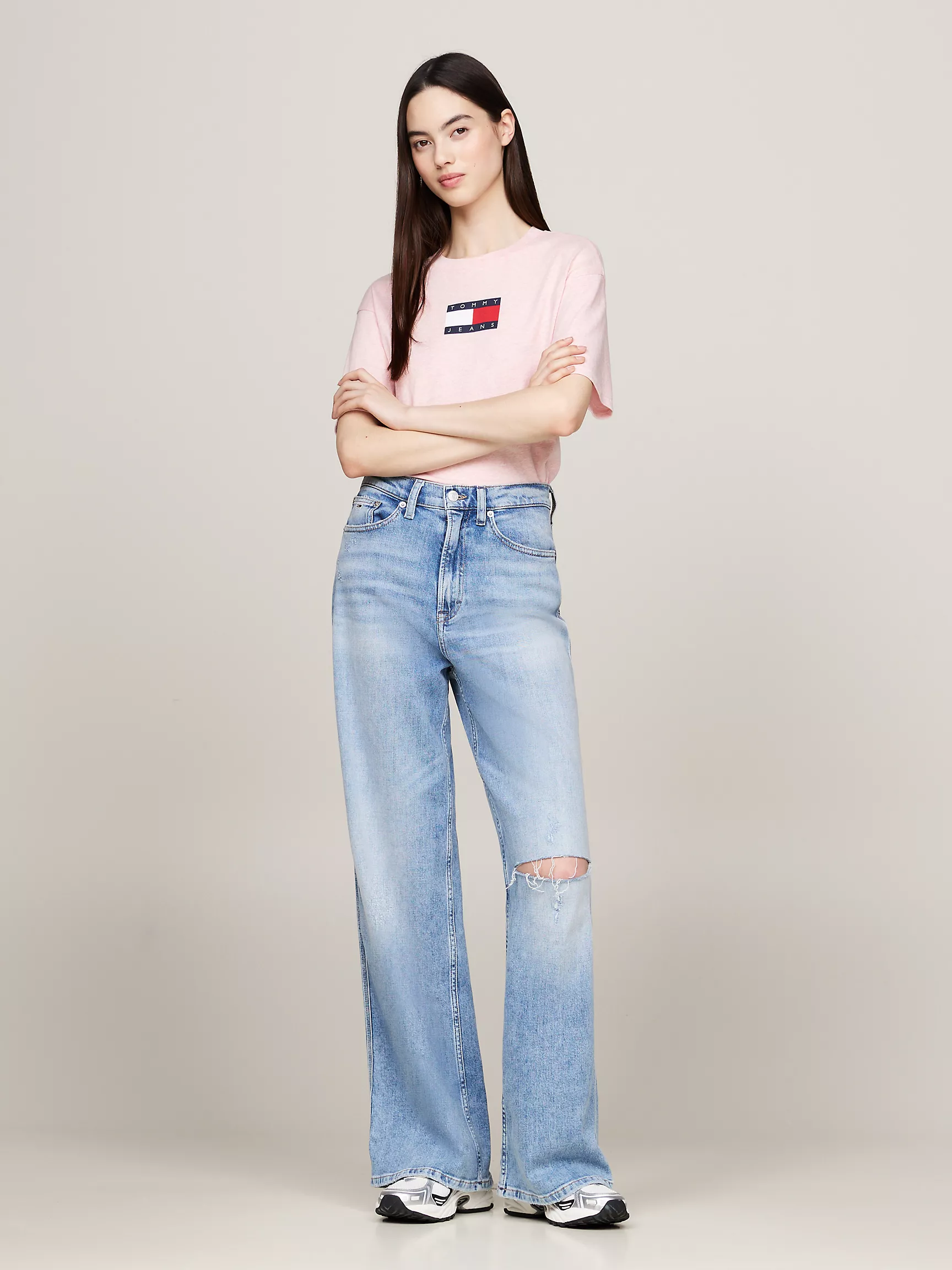 Женская футболка Tommy Hilfiger, Свободная футболка из пряжи разного цвета
