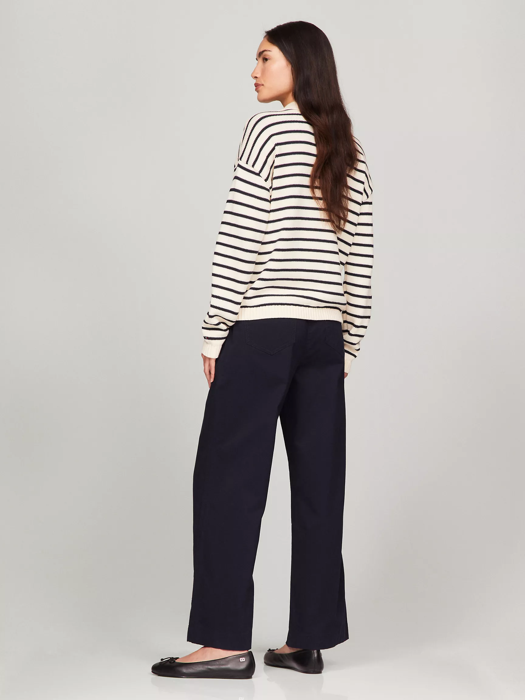 Женский свитер Tommy Hilfiger, Полосатый свитер-поло с завязками