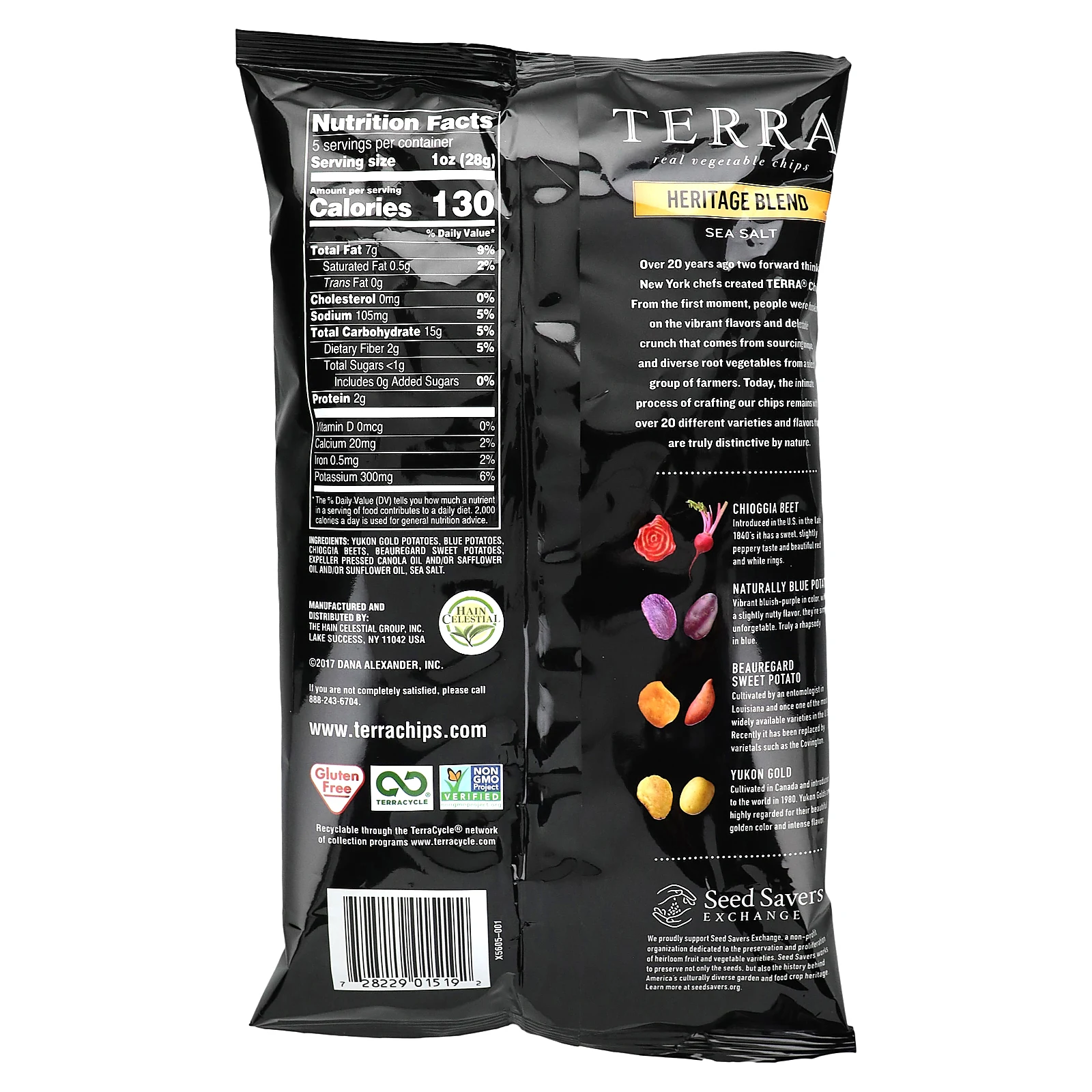 Terra, настоящие овощные чипсы, смесь Heritage, морская соль, 141 г (5 унций)