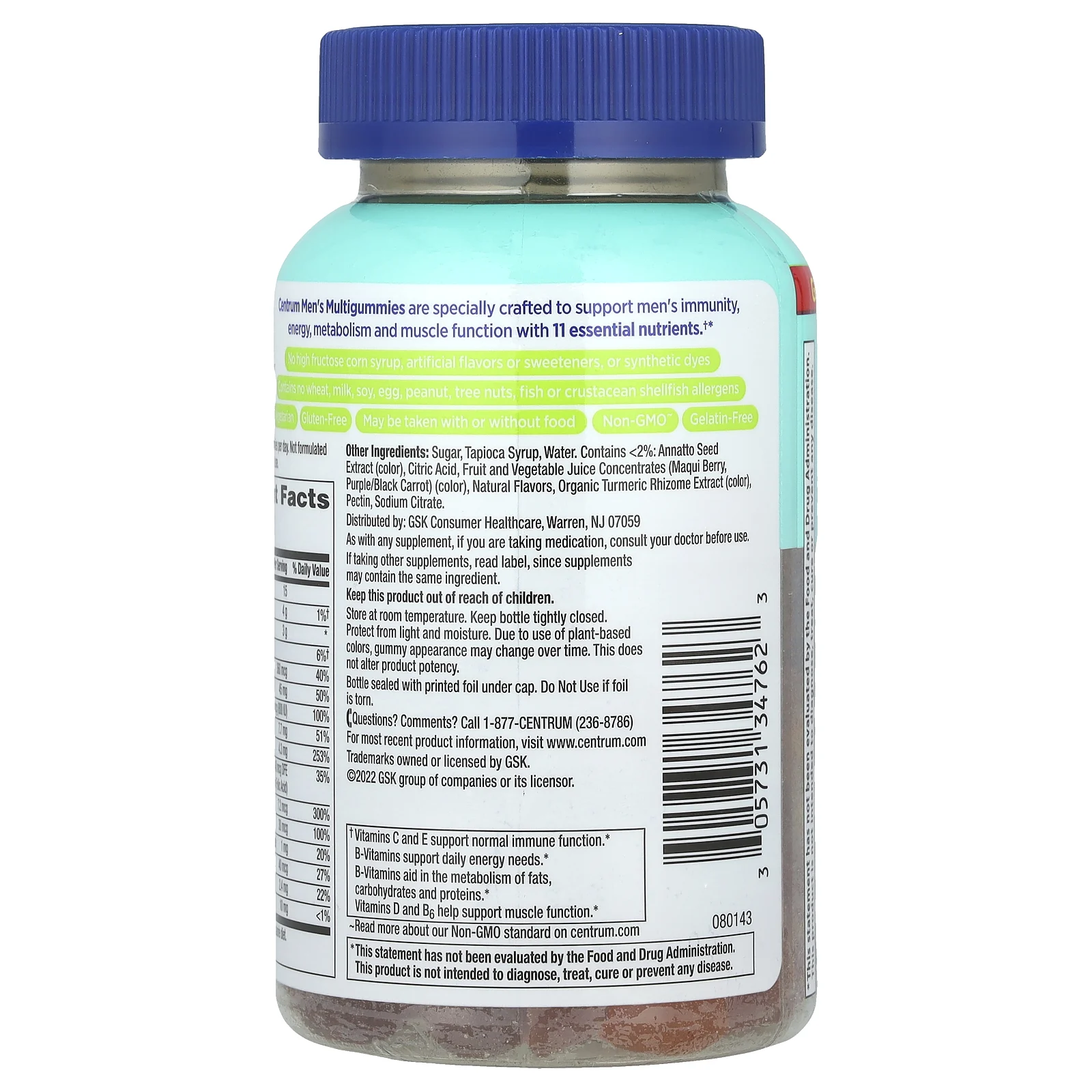 Centrum, Men Multigummies, тропические фрукты, 100 жевательных таблеток