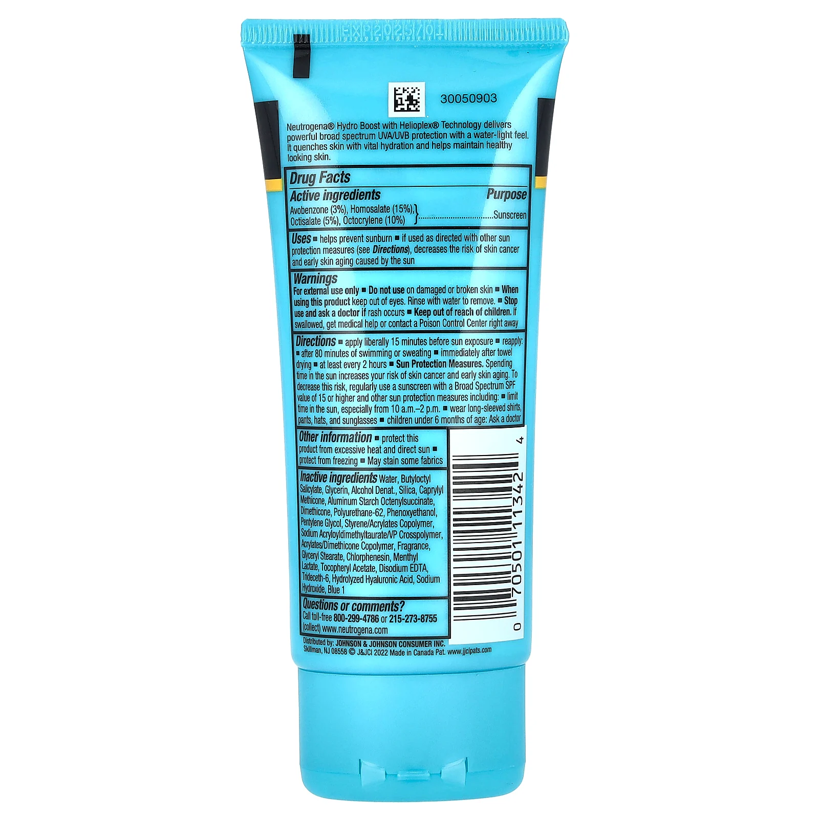 Neutrogena, Hydro Boost, солнцезащитный лосьон на водной основе, SPF 50, 88 мл (3 жидк. унции)