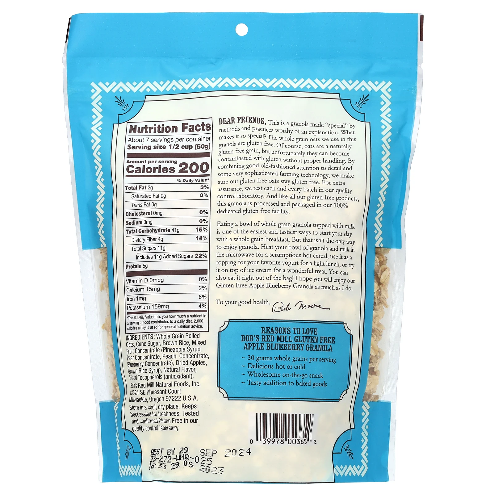 Bob's Red Mill, Гранола с яблоком и черникой, без глютена, 340 г (12 унций)