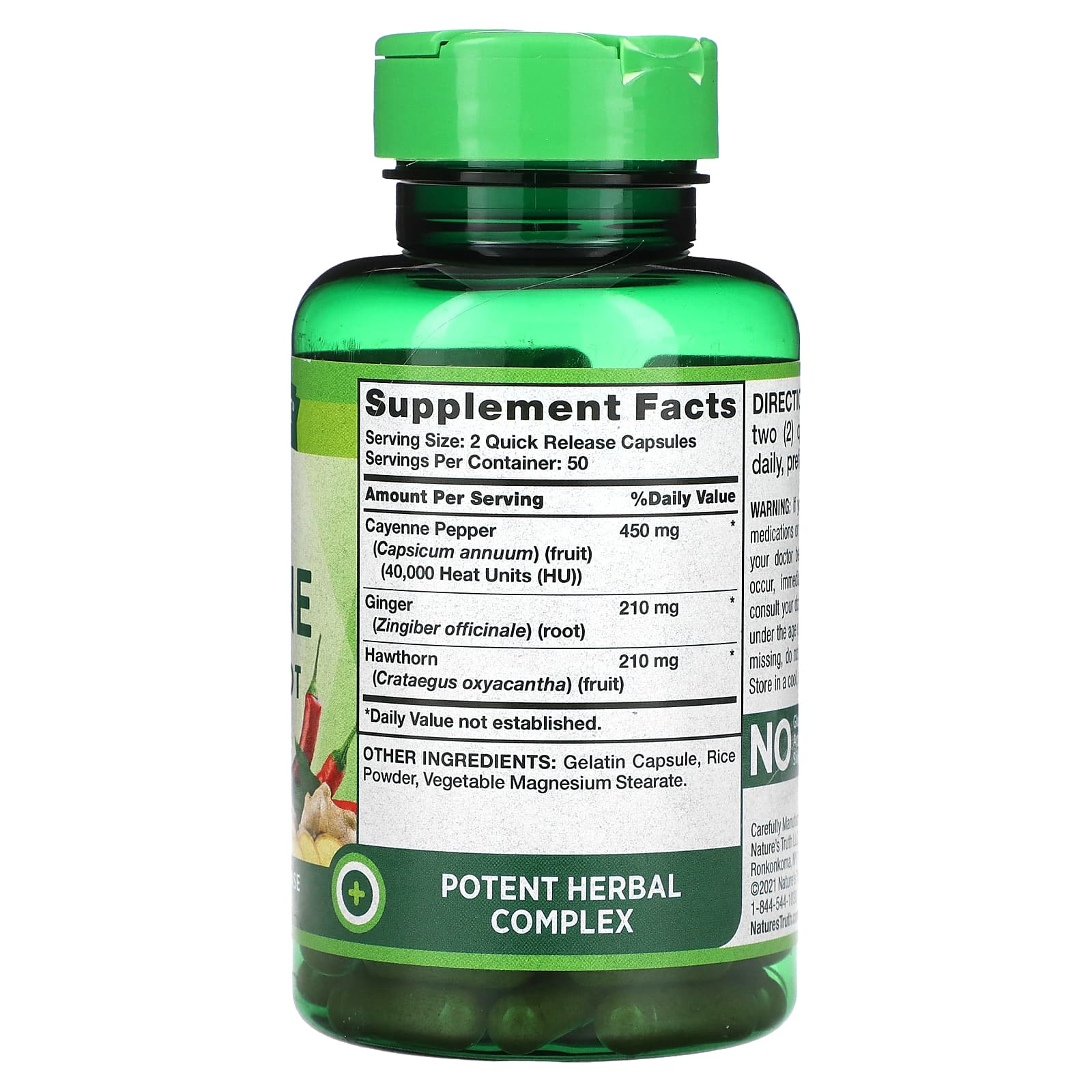 Nature's Truth, Vitamins, Ultra Max Cayenne с корнем имбиря, 100 капсул быстрого высвобождения