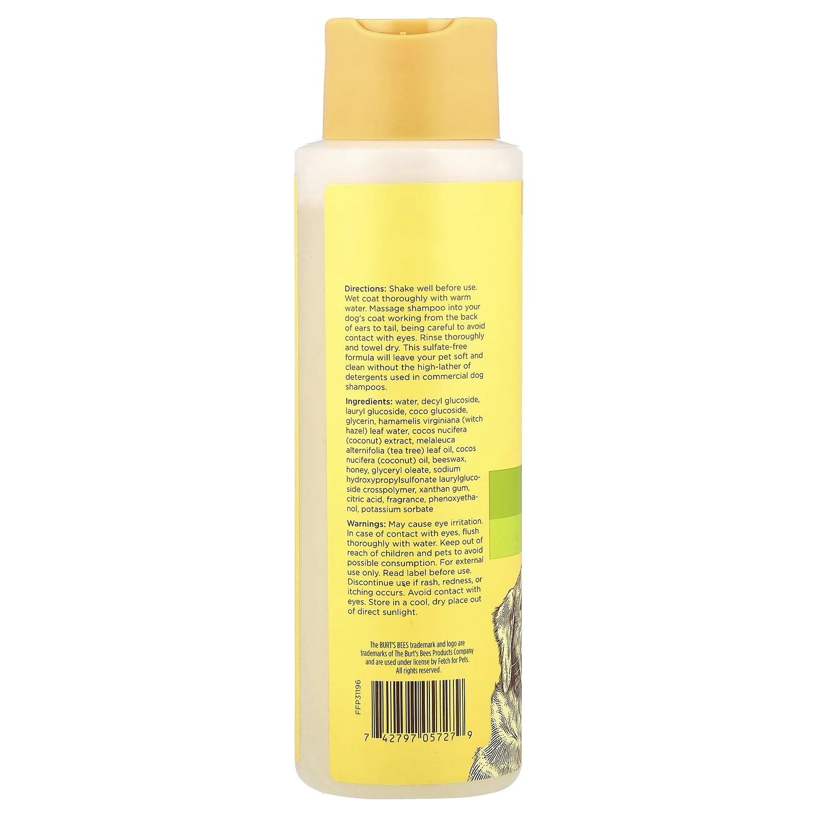 Burt's Bees, дезодорирующий шампунь с гамамелисом, для собак, лемонграсс и шалфей, 473 мл (16 жидк. унций)
