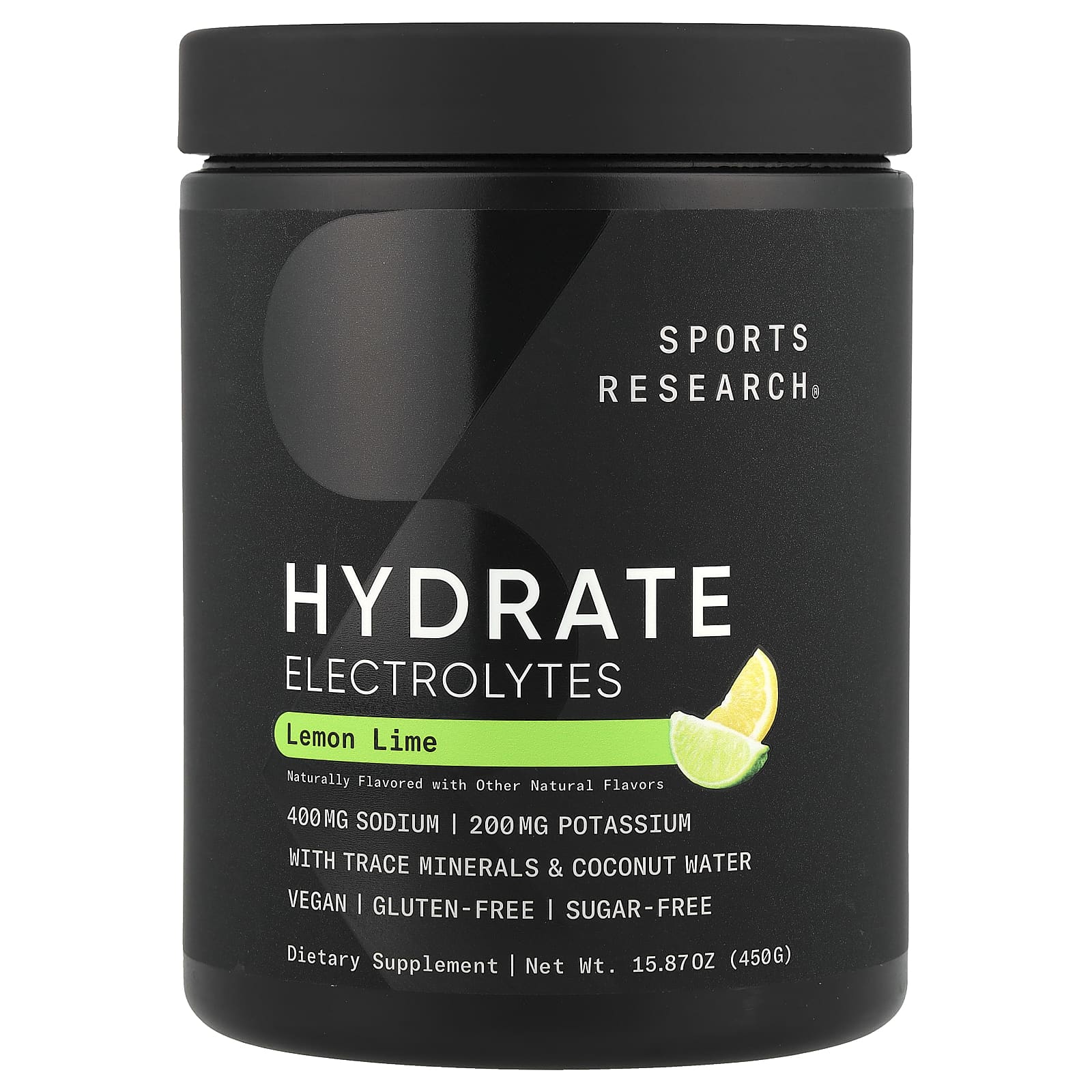 Sports Research, Hydrate, электролиты, лимон и лайм, 450 г (15,87 унции)