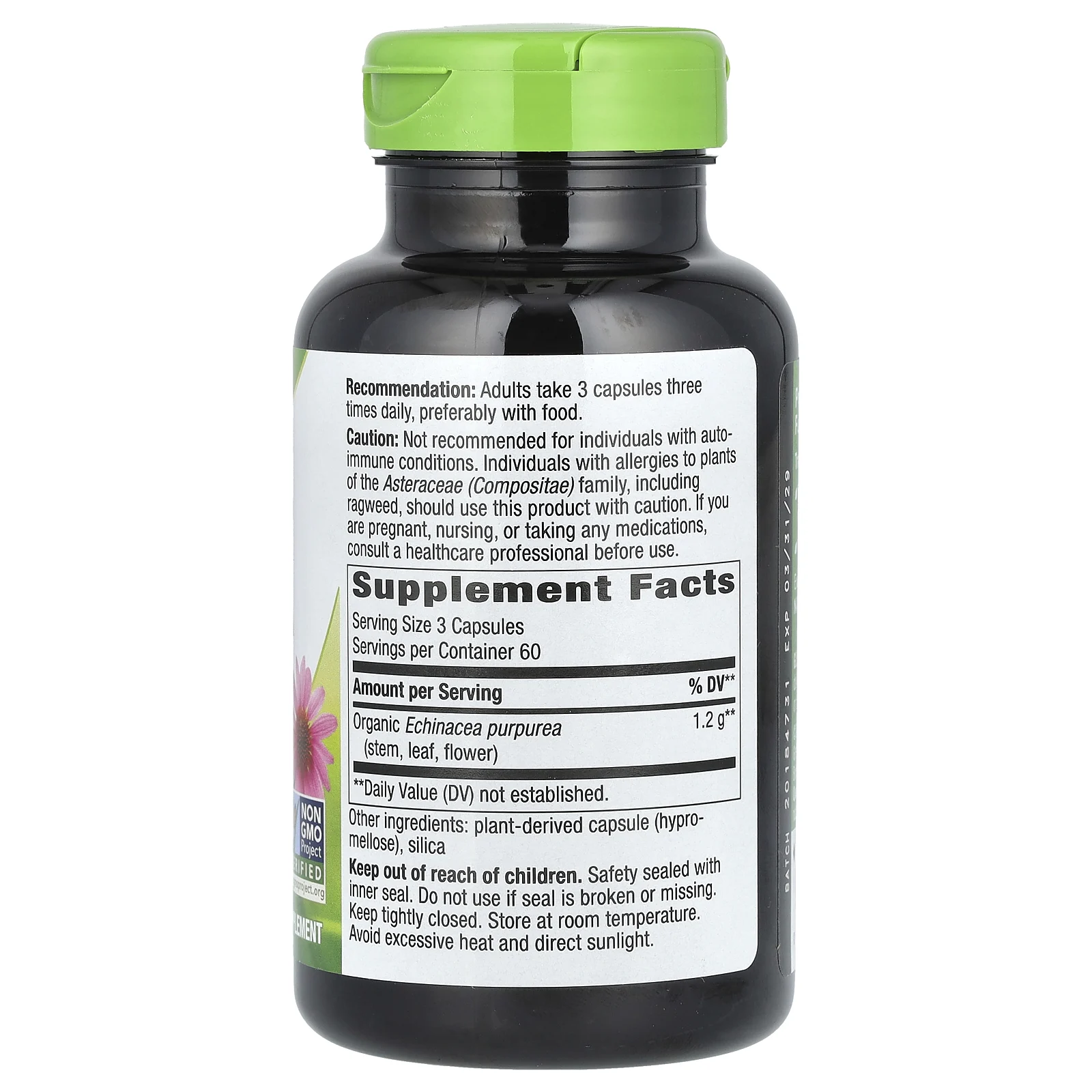 Nature's Way, эхинацея пурпурная, 1200 мг, 180 веганских капсул (400 мг в 1 капсуле)