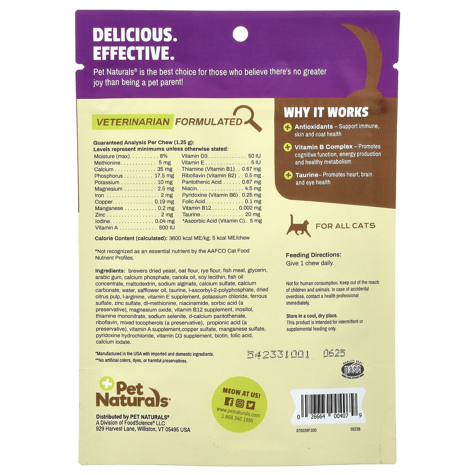 Pet Naturals, Ежедневный мультивитамин, для кошек, 30 жевательных таблеток, 1.32 унции (37.5 г)