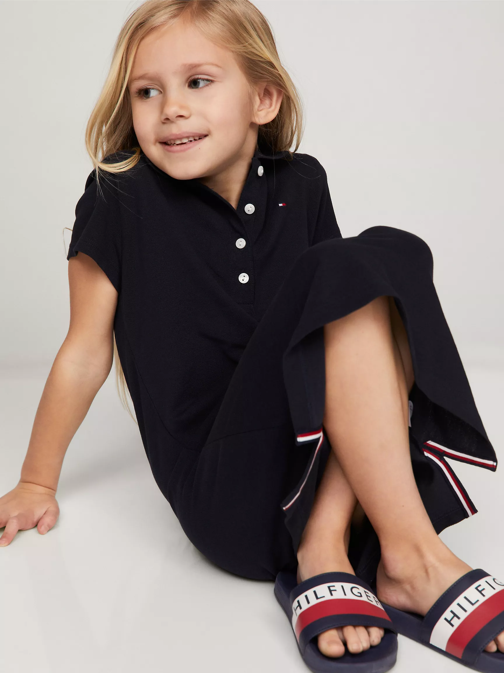 Платье для девочек Tommy Hilfiger, Детское однотонное эластичное платье-поло