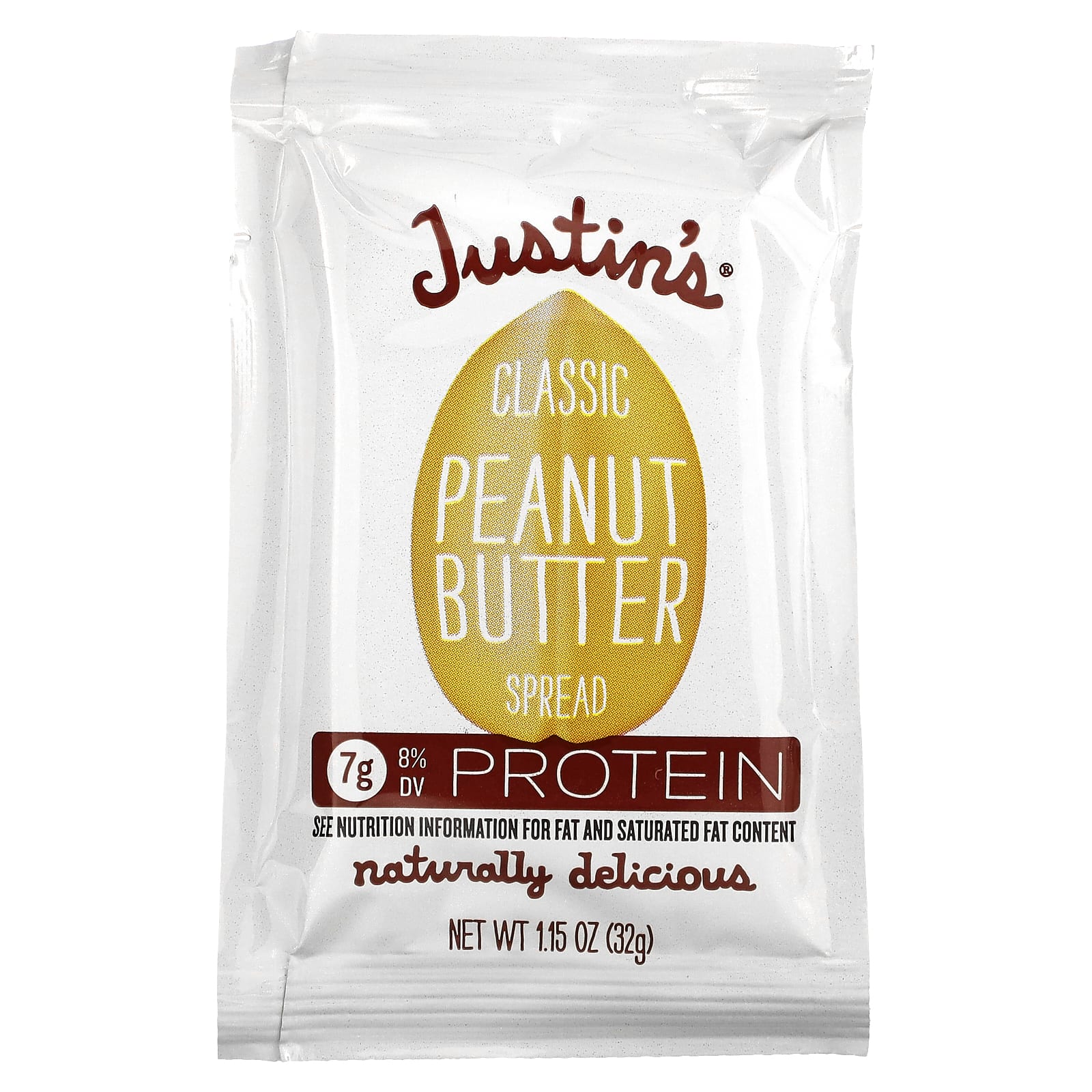 Justin's Nut Butter, Классическое арахисовое масло,  10  пакетиков, 1,15 унций (32 г) в упаковке