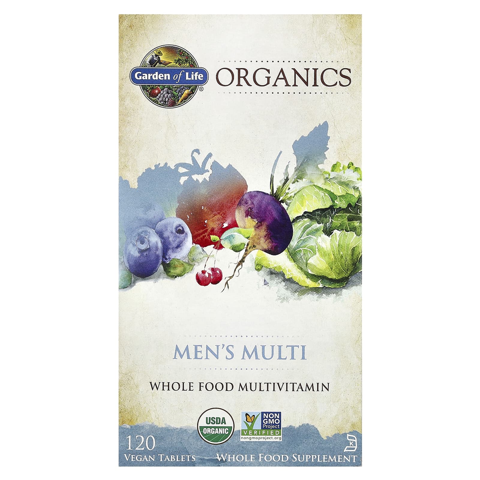 Garden of Life, MyKind Organics, мультивитамины для мужчин, 120 веганских таблеток