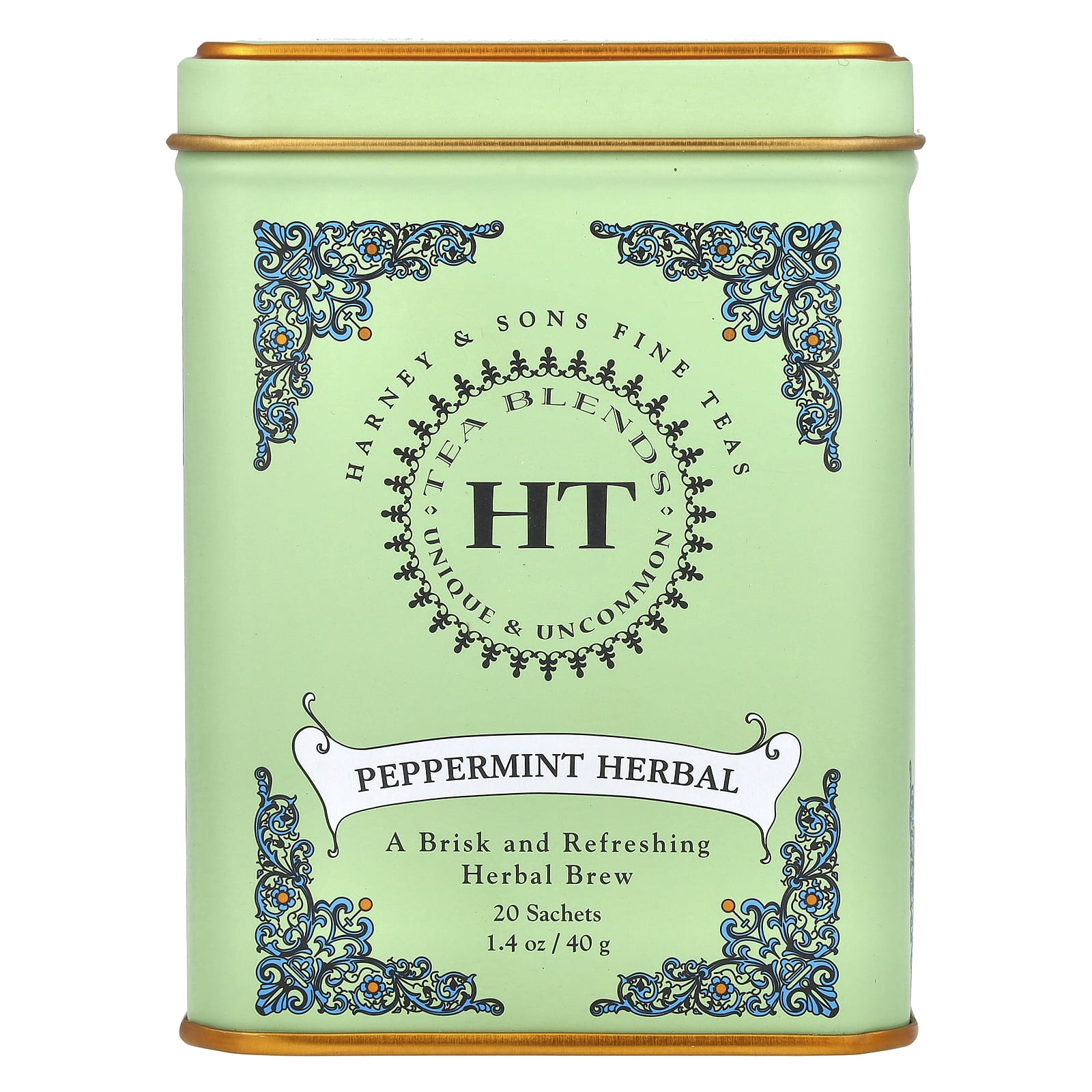 Harney & Sons, HT Tea Blend, чай из перечной мяты, без кофеина, 20 чайных пакетиков, 40 г (1,4 унции)