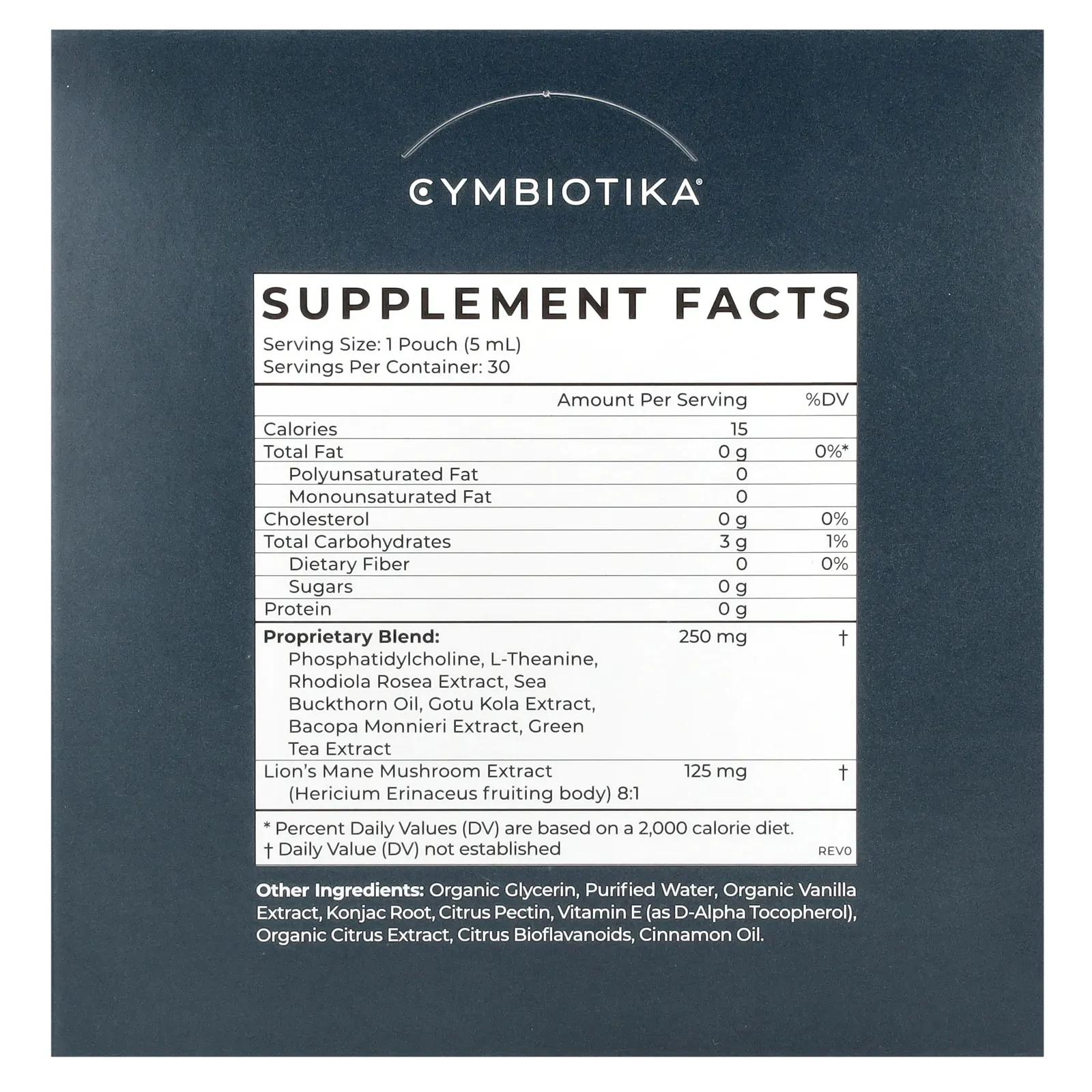 Cymbiotika, Golden Mind, здоровье мозга, ванильный чай, 30 пакетиков (5 мл)