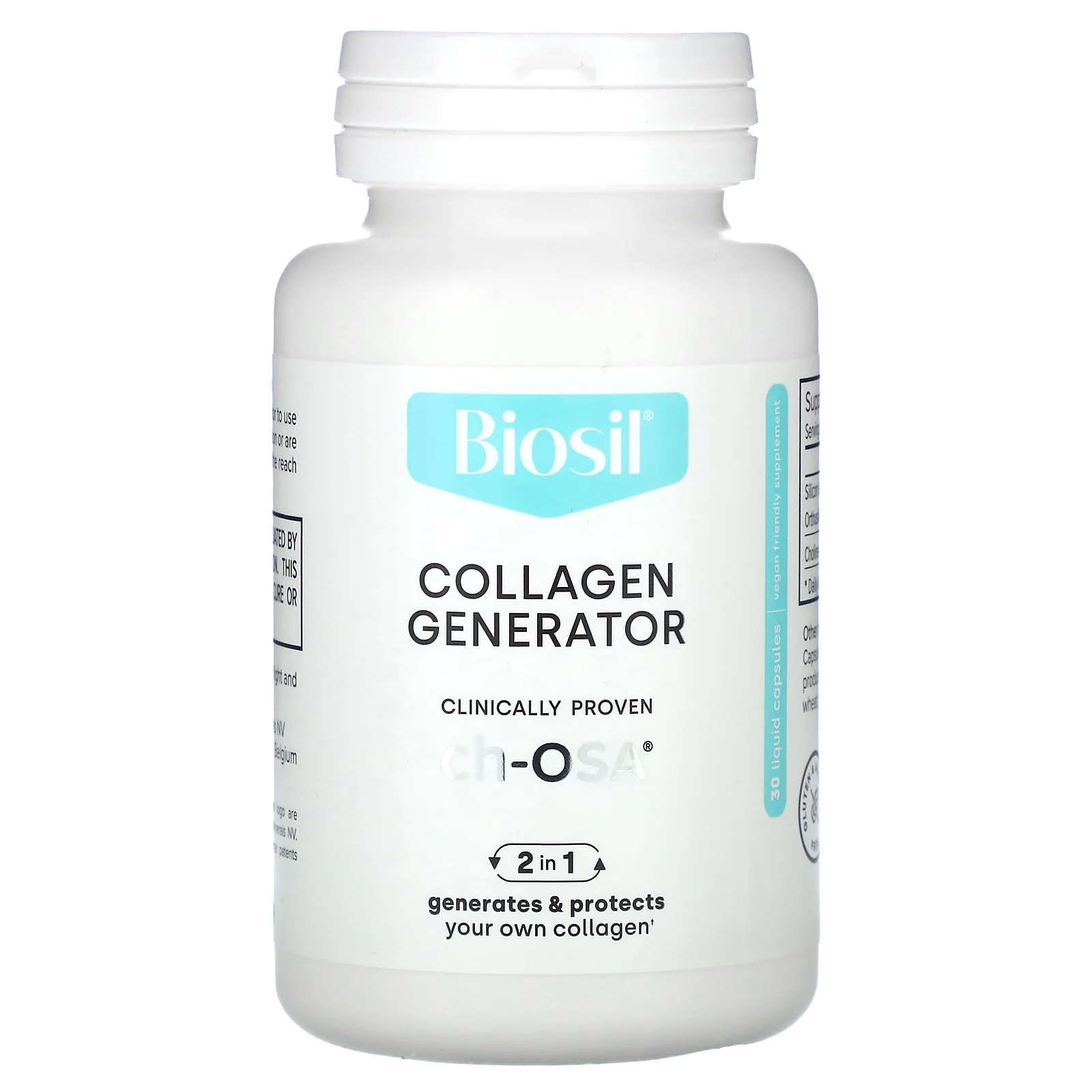 BioSil, Collagen Generator, средство для стимулирования производства коллагена, 30 капсул с жидкостью