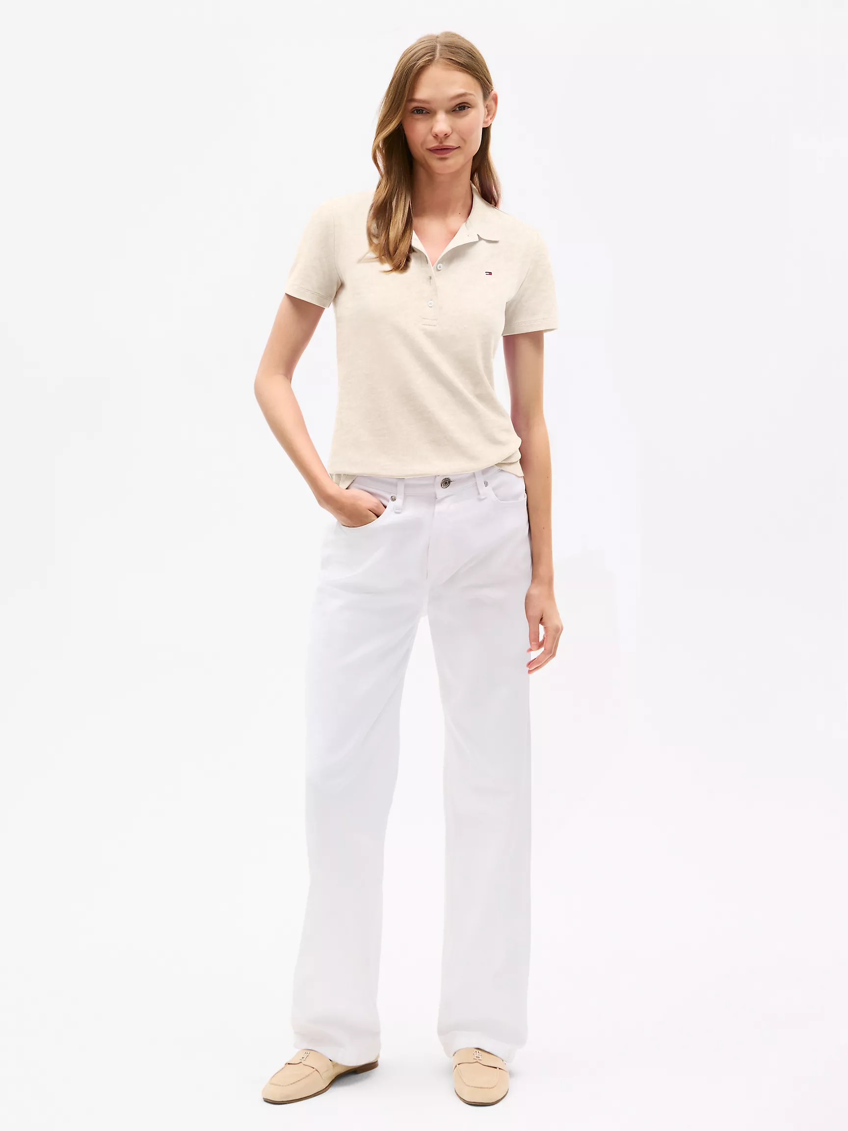 Женское поло Tommy Hilfiger, Эластичное хлопковое поло