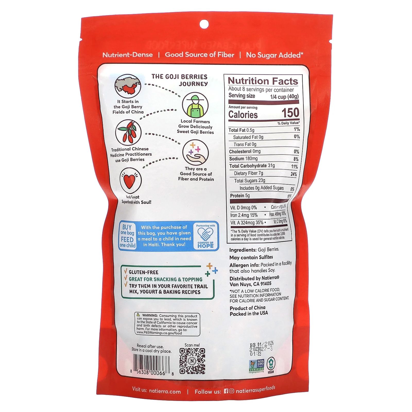 Natierra, Ягоды годжи, 340 г (12 унций)