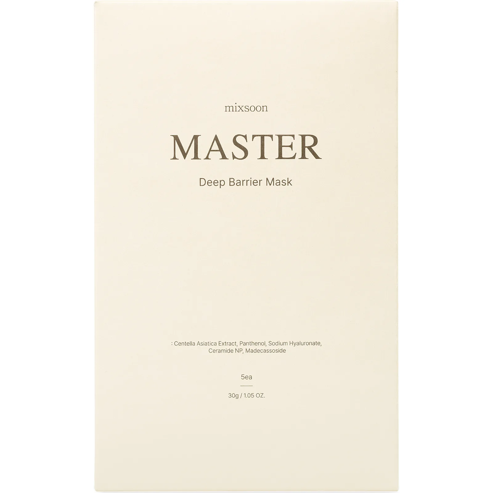Mixsoon, Master, маска для лица с глубоким барьером, 5 листовых масок, 30 г (1,05 унции)