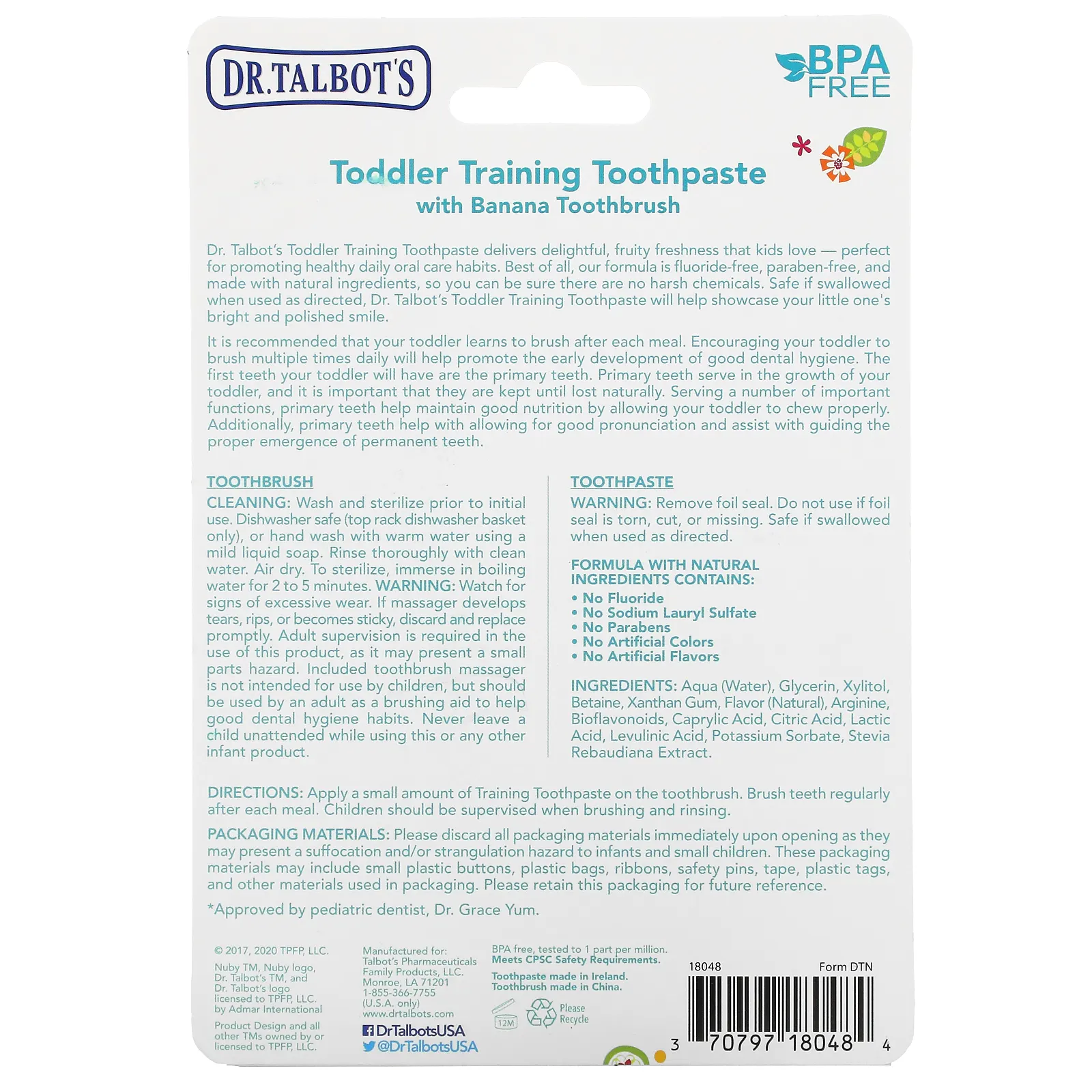 Dr. Talbot's, Зубная паста для малышей с банановой зубной щеткой, от 6 месяцев, Tutti Frutti, набор из 2 предметов