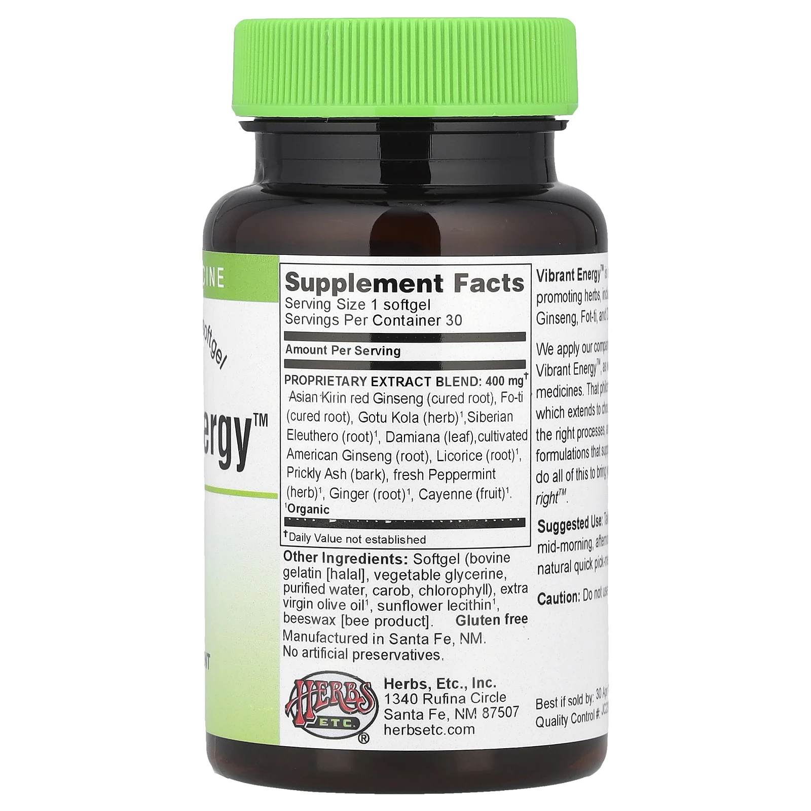 Herbs Etc., Vibrant Energy ™, 30 мягких таблеток