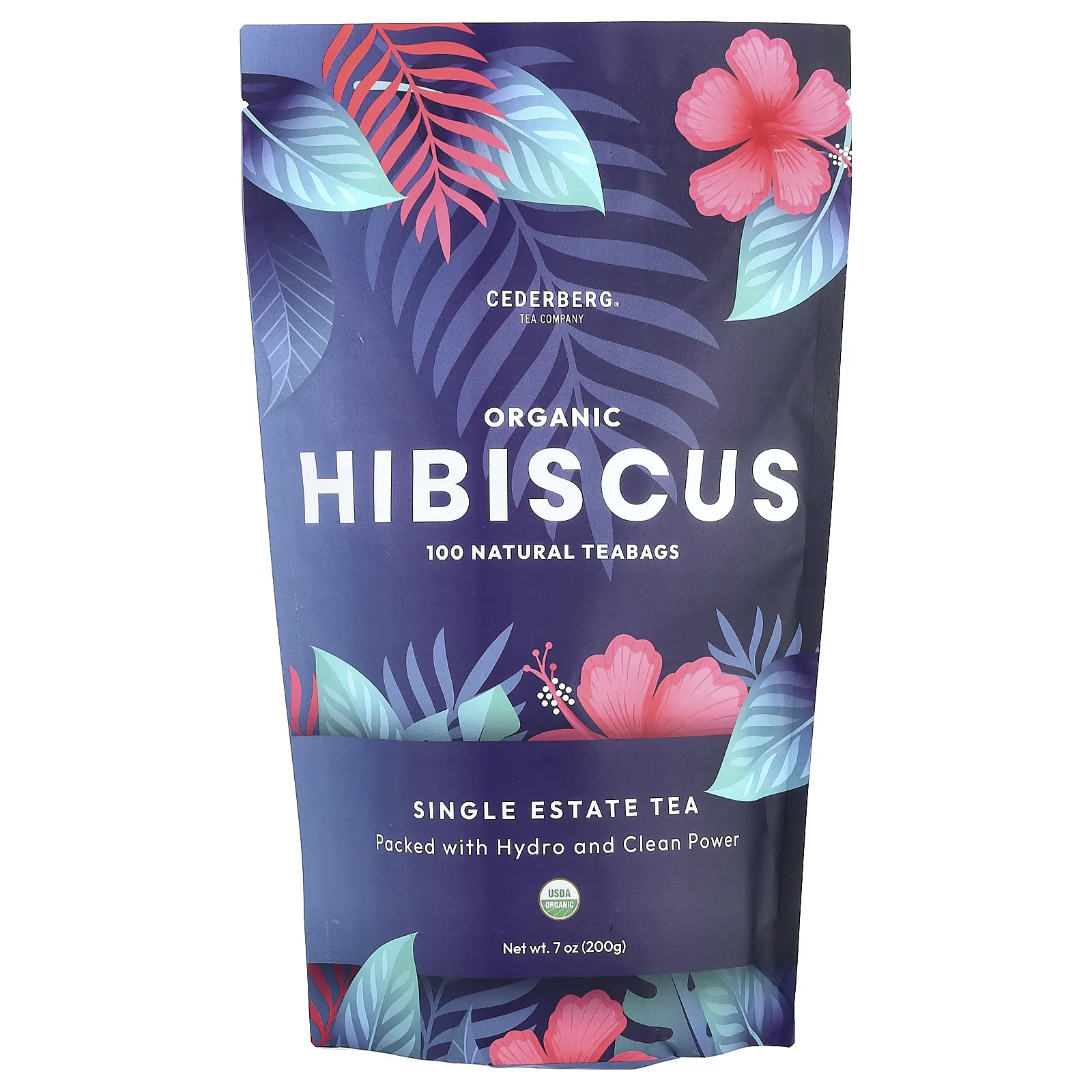 Cederberg Tea Co, Органический гибискус, без кофеина, 100 натуральных чайных пакетиков, 200 г (7 унций)