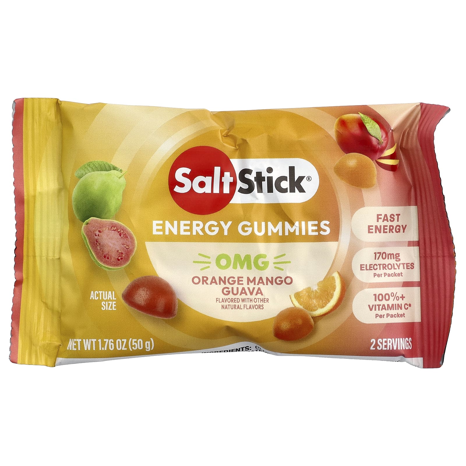 SaltStick, энергетические жевательные таблетки, апельсин, манго и гуава, 10 пакетиков по 50 г (1,76 унции)