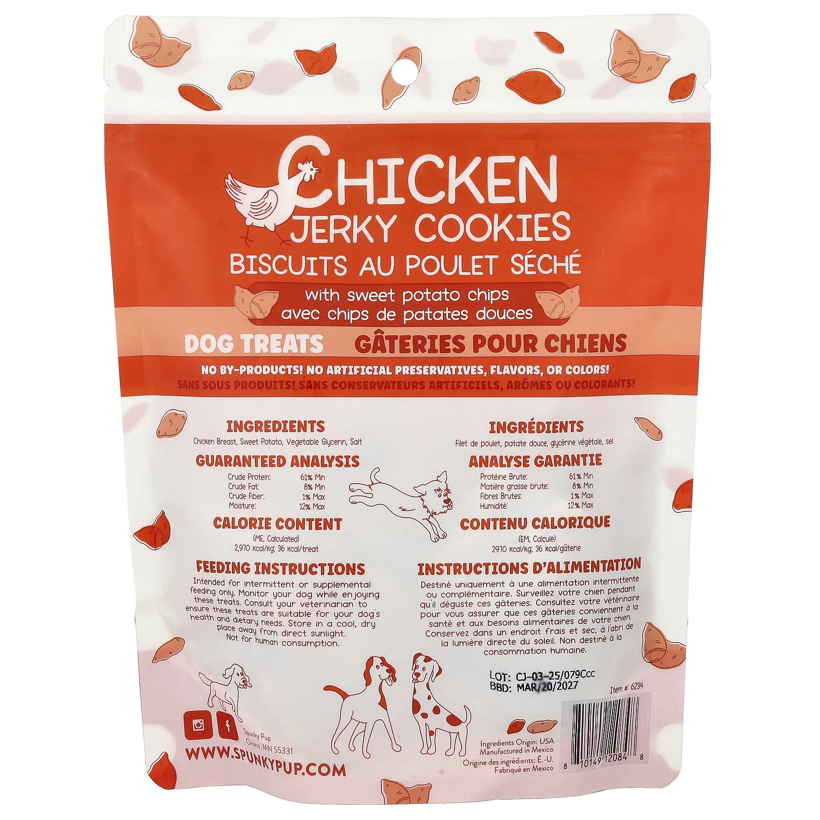 Spunky Pup, Куриное вяленое печенье, лакомства для собак, 170 г (6 унций)