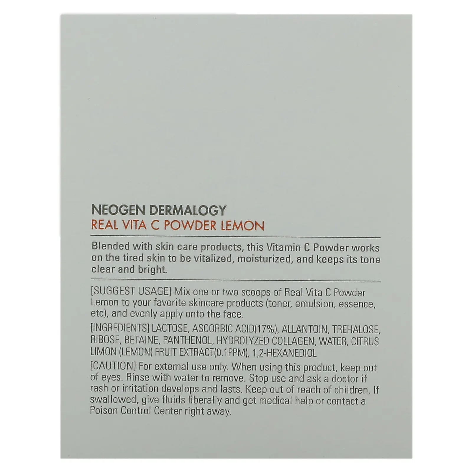 Neogen, Real Vita C, чистый витамин C в порошке, лимон, 20 г (0,7 унции)