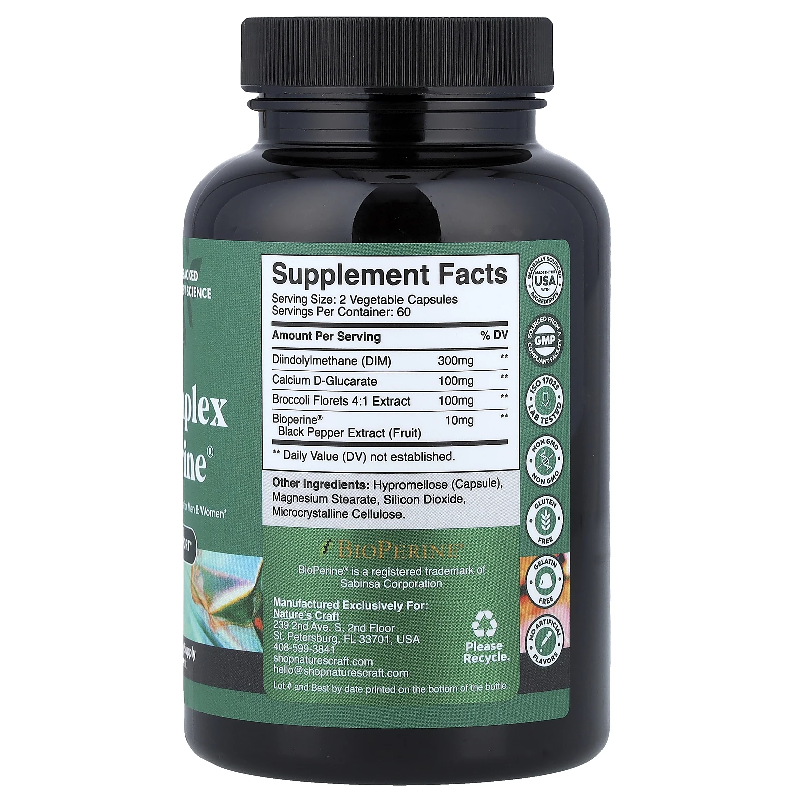 Nature's Craft, комплекс DIM + Bioperine®, 120 капсул