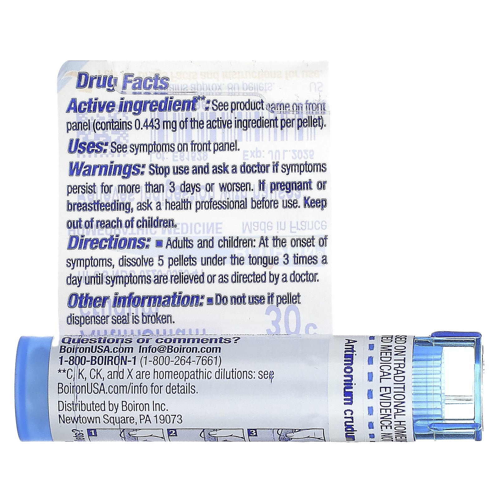 Boiron, Antimonium crudum, 30 ° C, прибл. 80 гранул