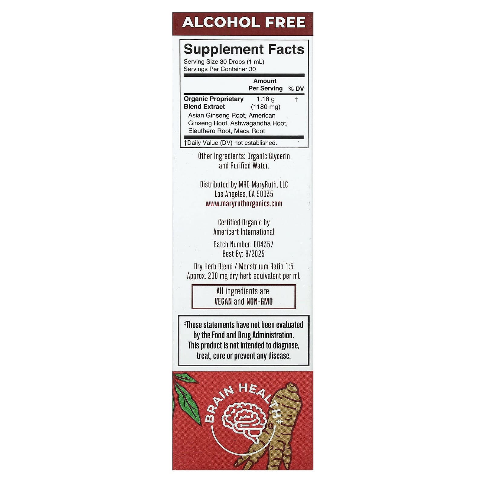 MaryRuth's, органический жидкий экстракт женьшеня, без спирта, 30 мл (1 жидк. унция)