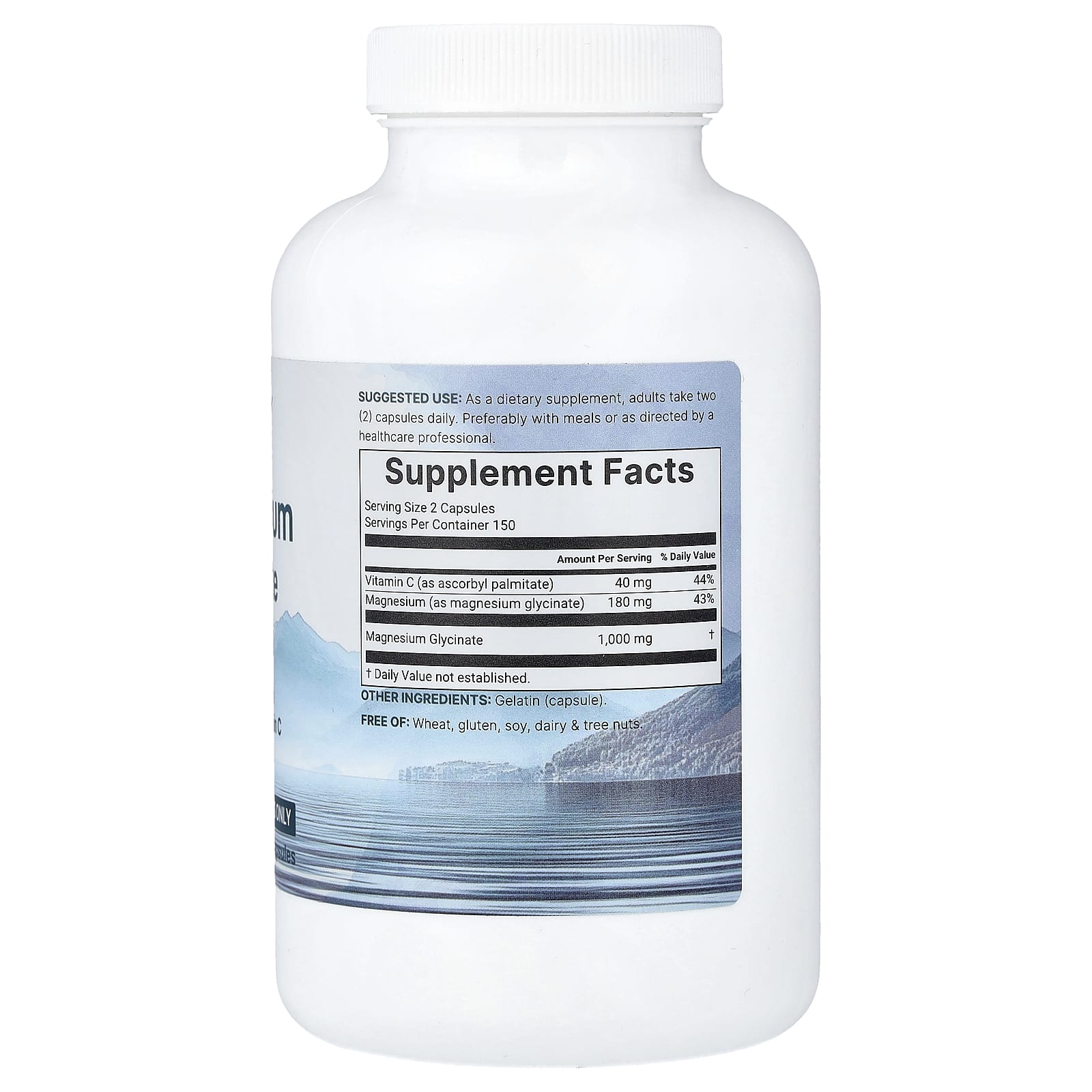 Micro Ingredients, чистый глицинат магния с витамином C, 300 капсул