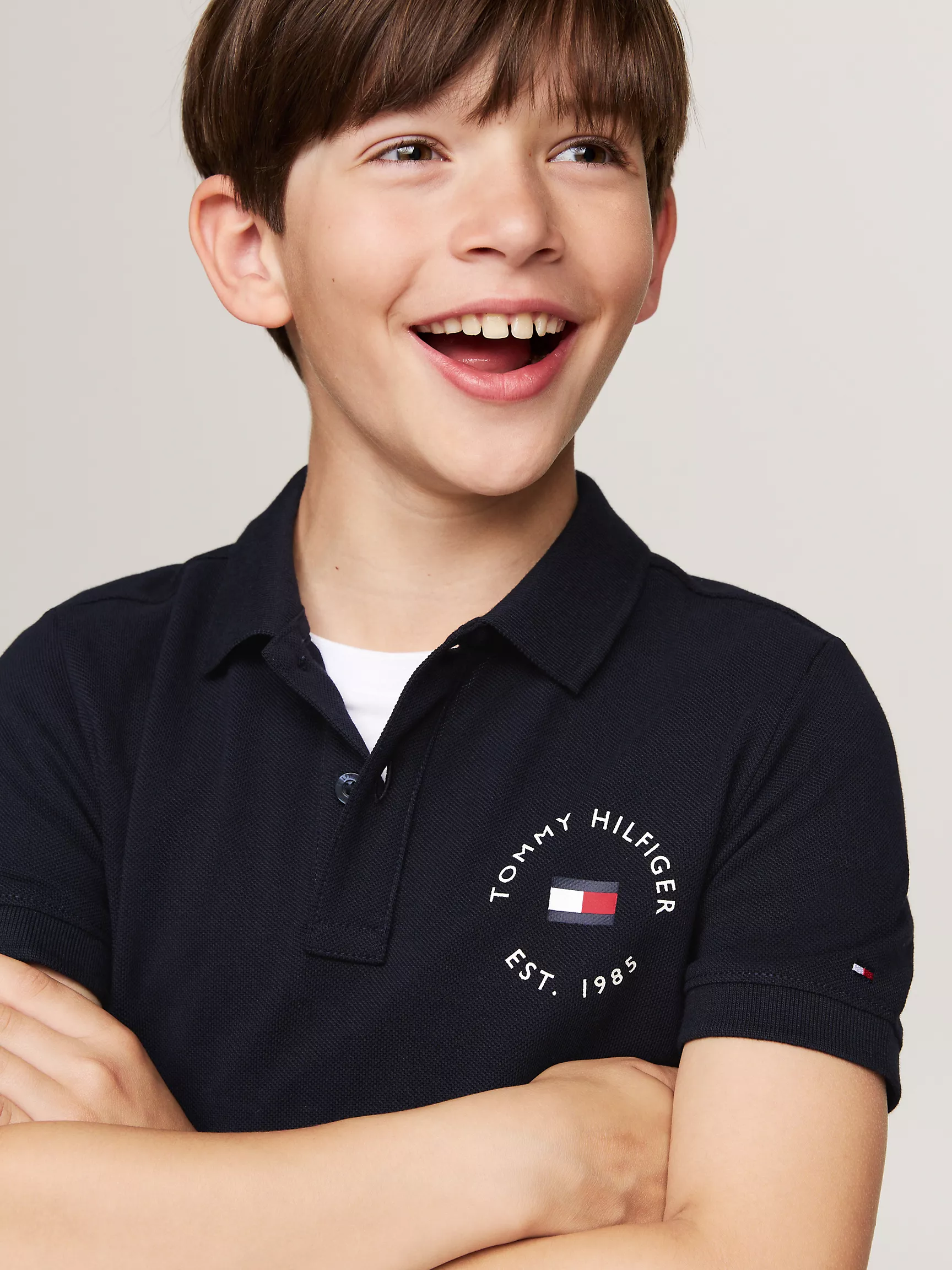 Рубашка-поло для мальчиков Tommy Hilfiger, Детское поло из пике с морским логотипом в форме арки