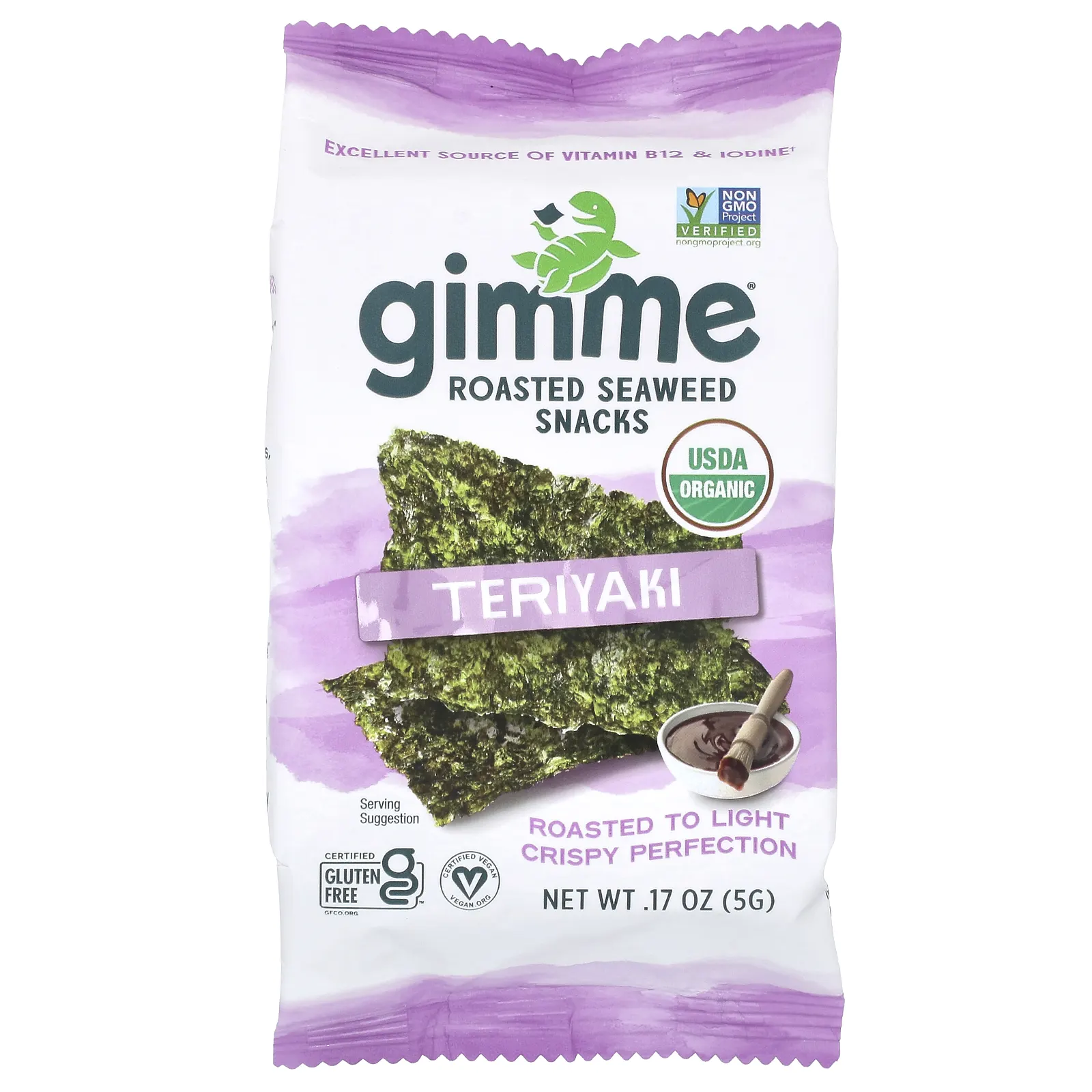 gimMe, снеки из жареных морских водорослей, терияки, 6 пакетиков по 5 г (0,17 унции)